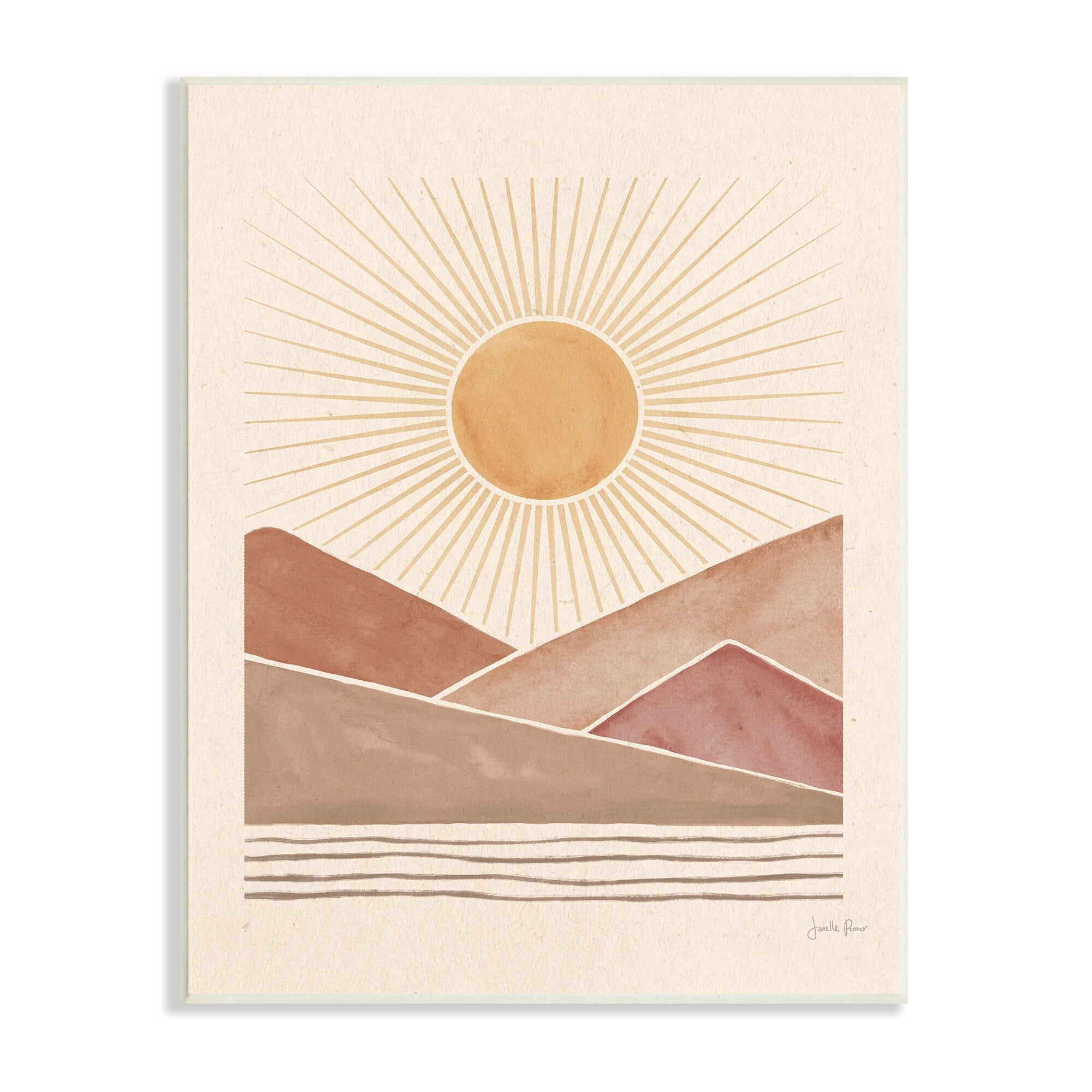 Stupell Industries Boho Desert Sunrise Vintage Landscape Geometric Shapes, 13 x 19,Design by Janelle Penner