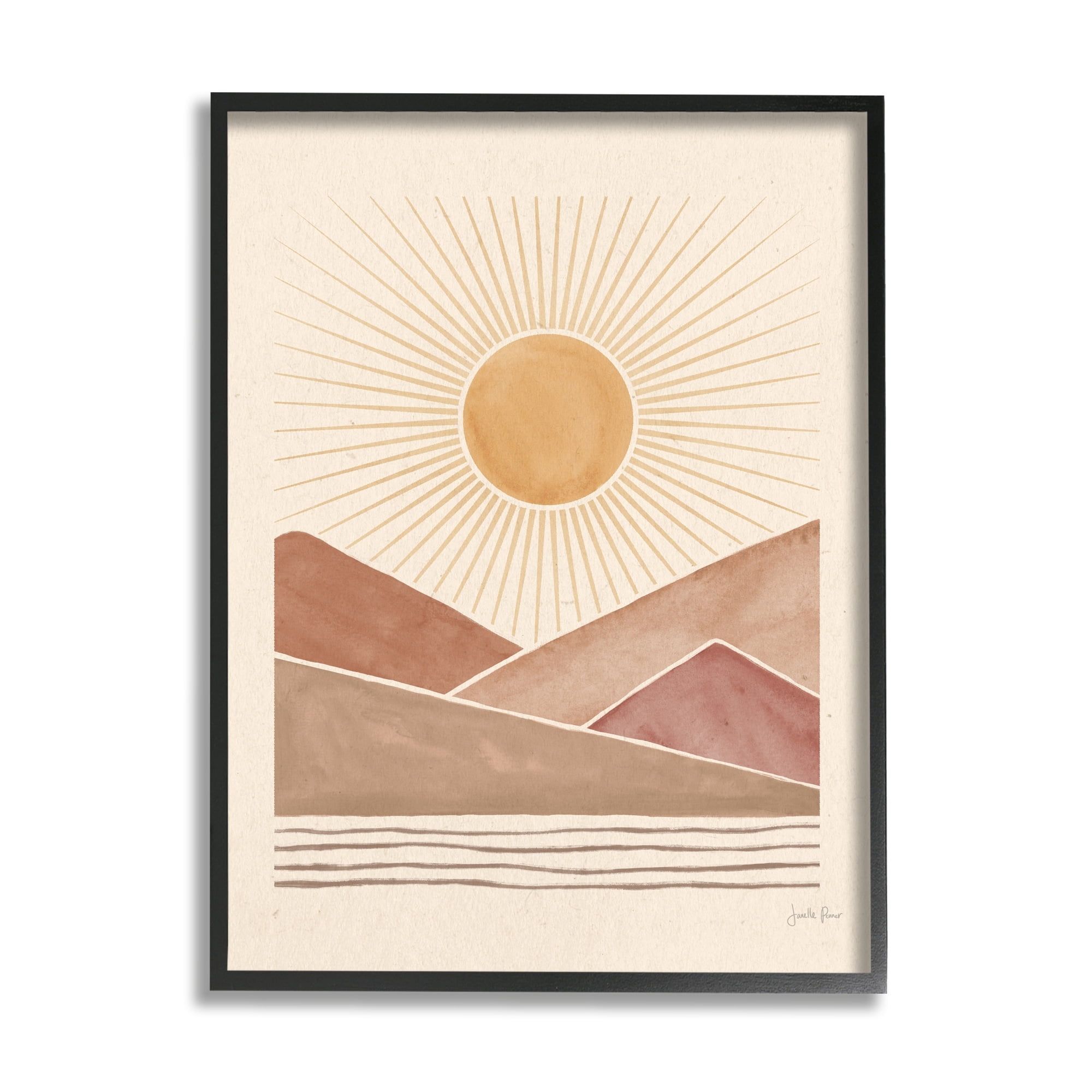 Stupell Industries Boho Desert Sunrise Vintage Landscape Geometric Shapes, 16 x 20,Design by Janelle Penner