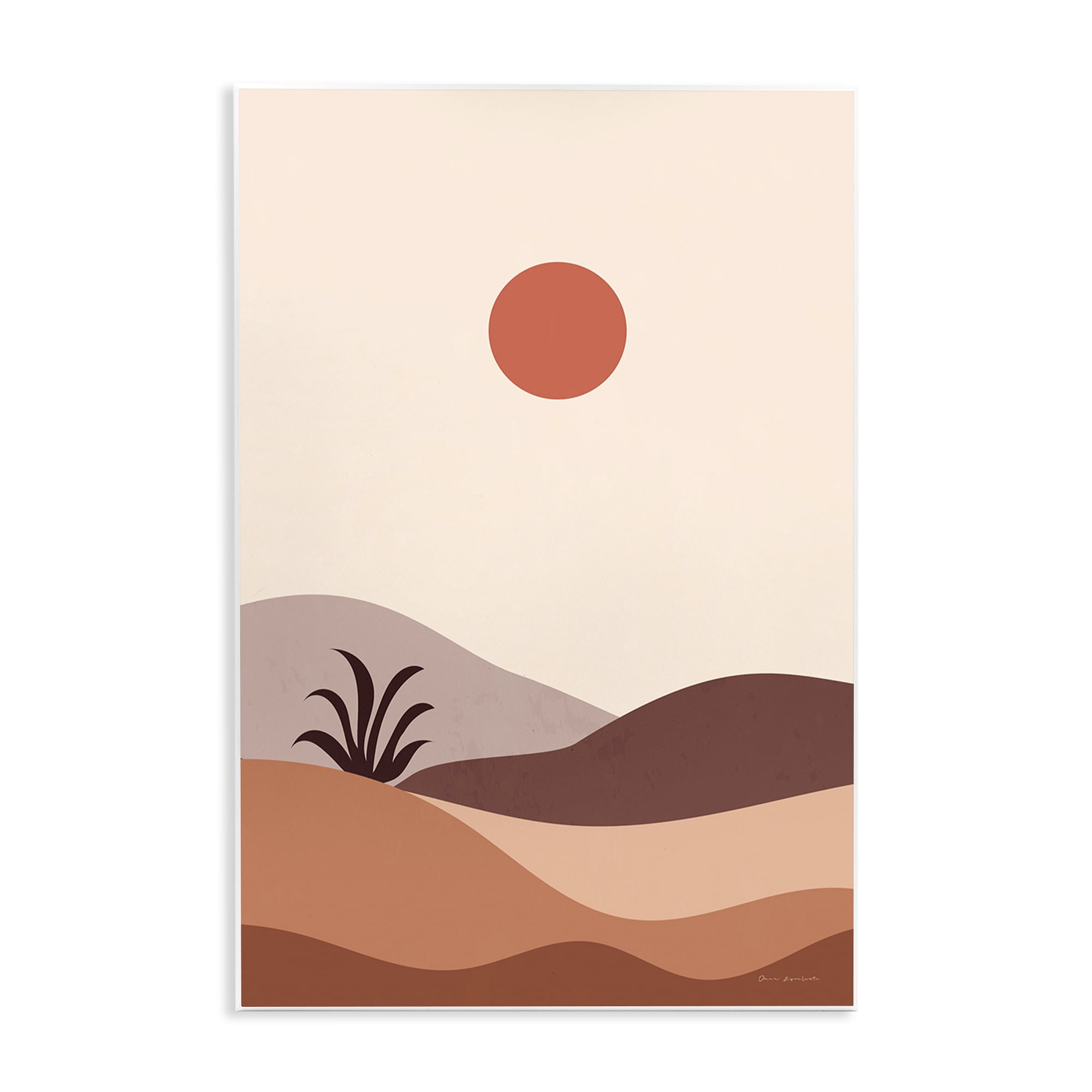 Stupell Industries Boho Desert with Plant Landscape & Nature Painting Unframed Art Print Wall Art, 13 x 19