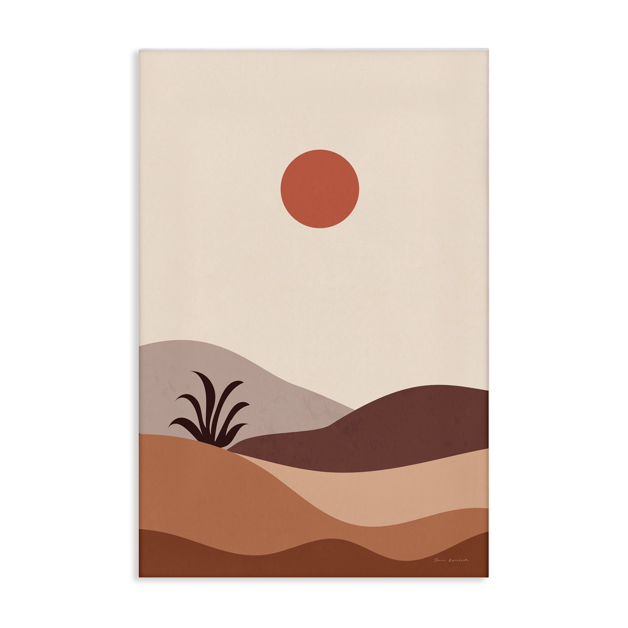 Stupell Industries Boho Desert with Plant Landscape & Nature Painting Wrapped Canvas Art Print Wall Art, 16 x 24