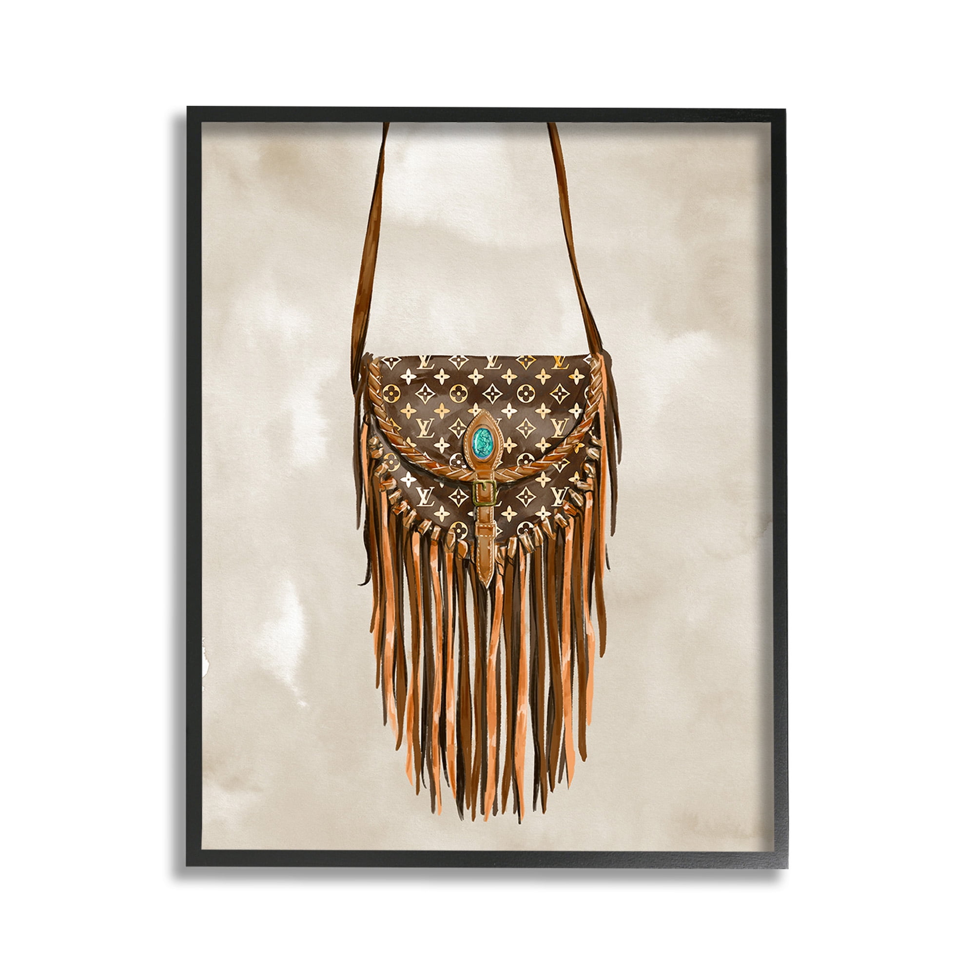 Stupell Industries Boho Designer Purse Beauty & Fashion Painting Black Framed Art Print Wall Art, 11 x 14