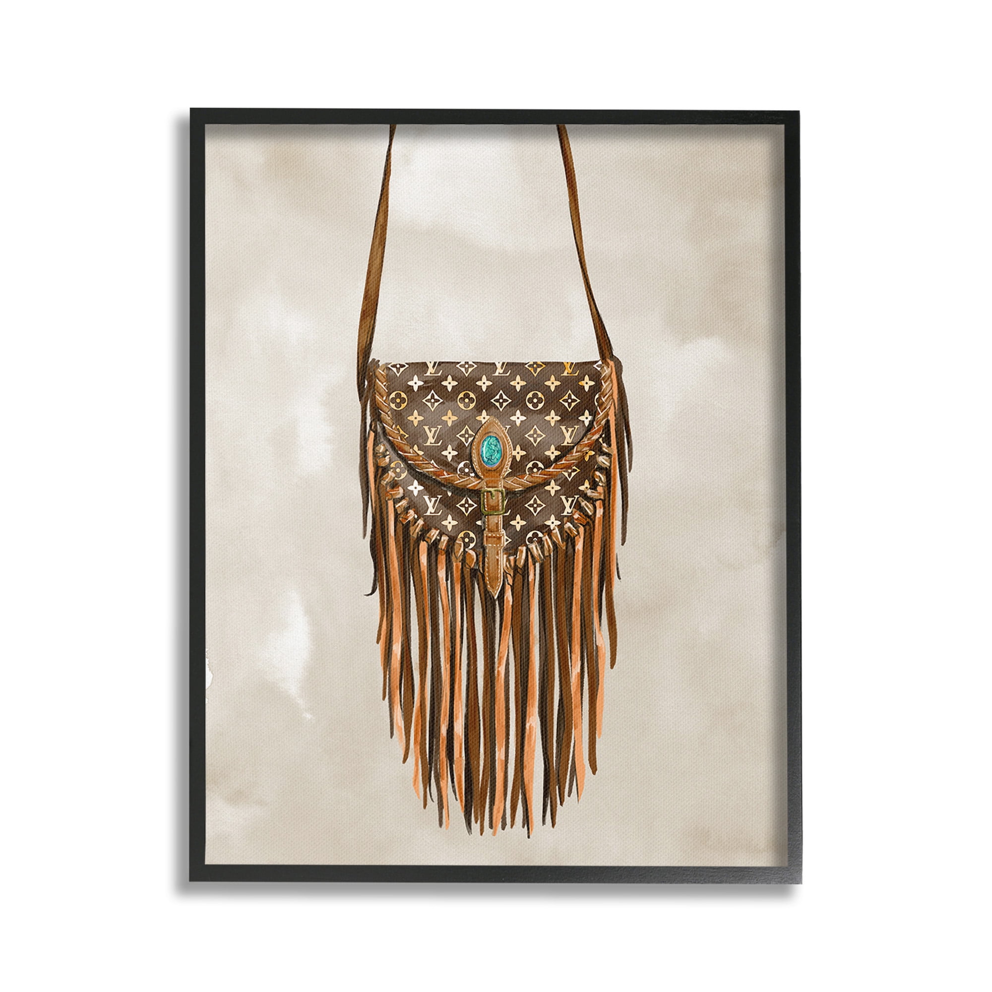 Stupell Industries Boho Designer Purse Beauty & Fashion Painting Black Framed Art Print Wall Art, 16 x 20