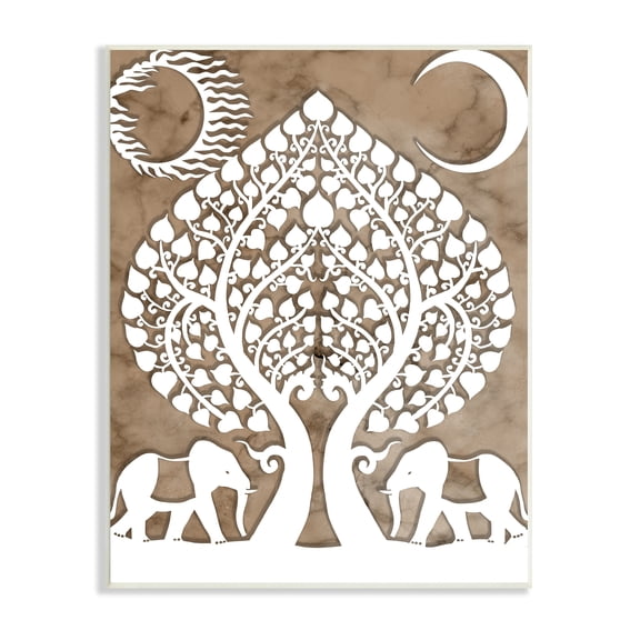 Stupell Industries Boho Elephants Tree of Life Abstract Sun Moon, 10 x 15,Design by Daphne Polselli