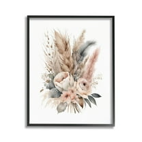 Stupell Industries Boho Feather Bouquet Botanical & Floral Painting Black Framed Art Print Wall Art, 11 x 14