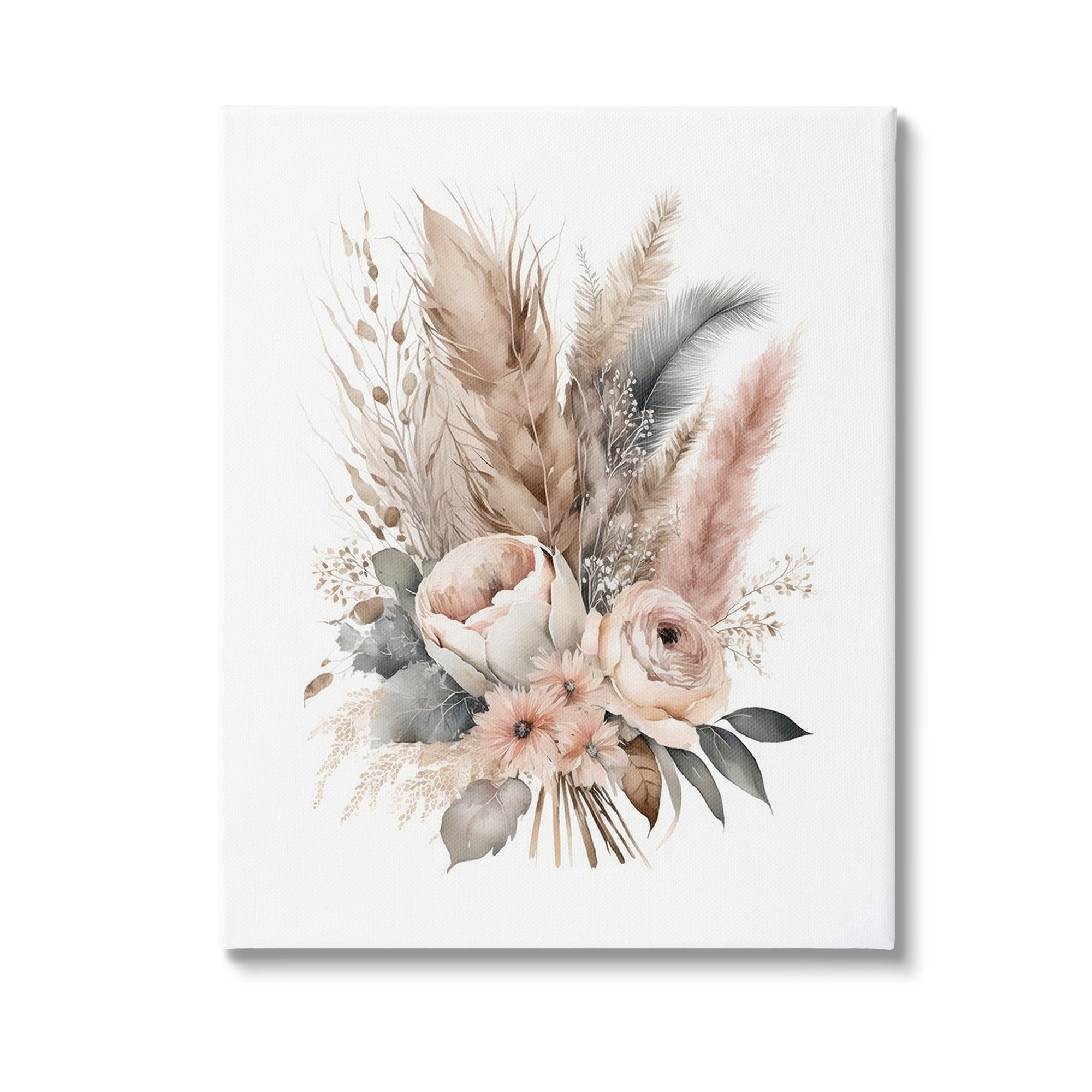 Stupell Industries Boho Feather Bouquet Botanical & Floral Painting Gallery Wrapped Canvas Art Print Wall Art, 24 x 30
