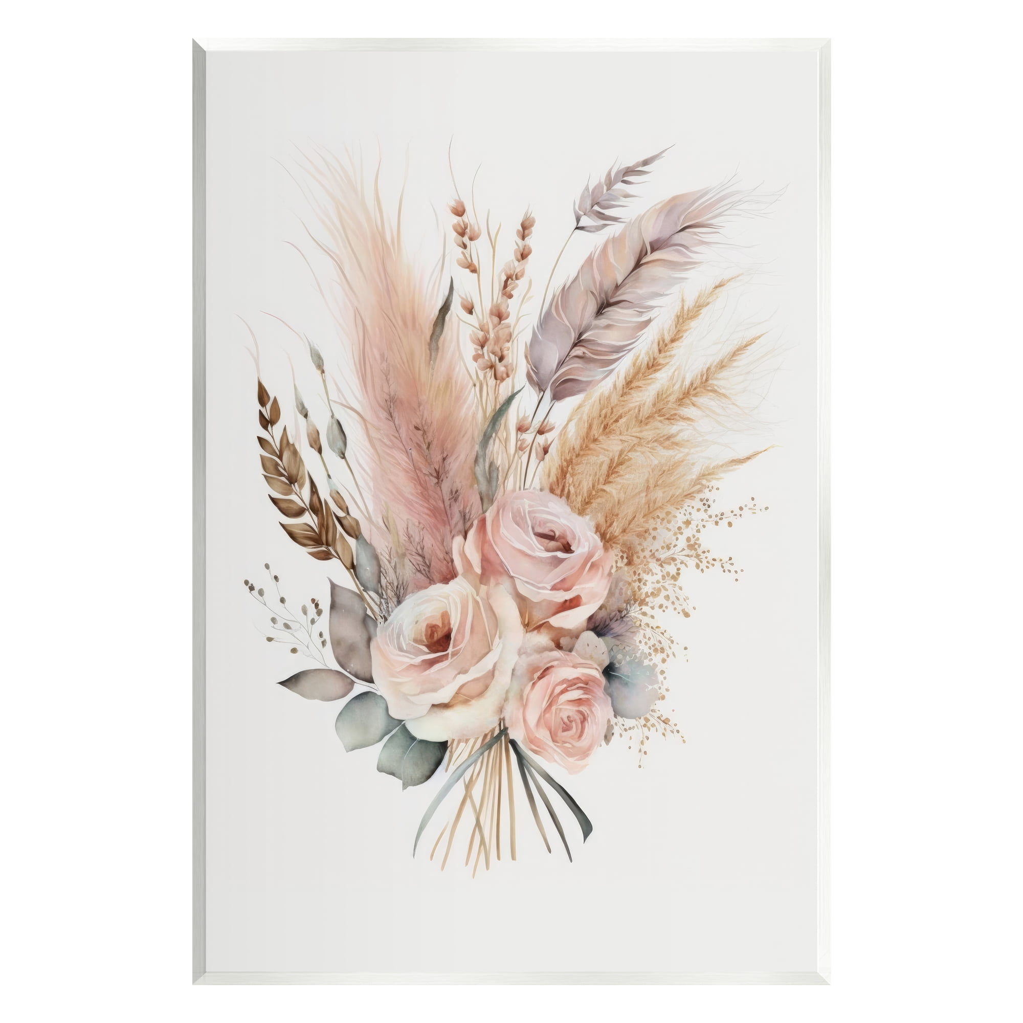 Stupell Industries Boho Feathers & Roses Botanical & Floral Painting Unframed Art Print Wall Art, 10 x 15