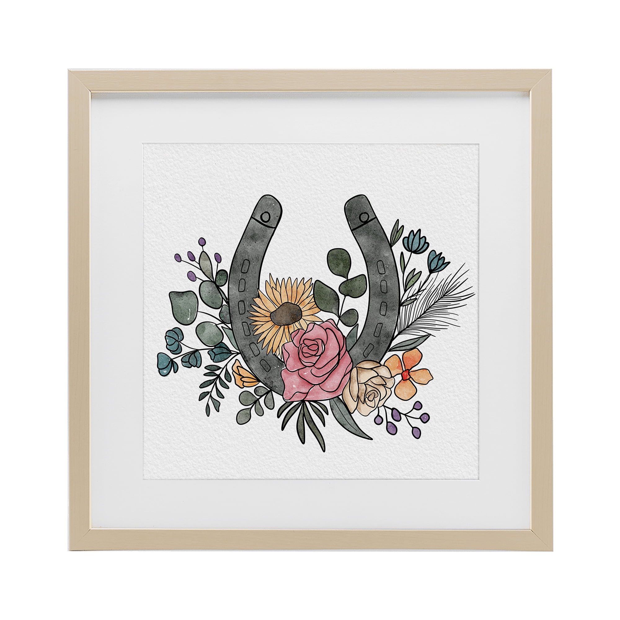 Stupell Industries Boho Floral Horseshoe Birch Framed Print Under Glass, design by Alisha Kiara Design
