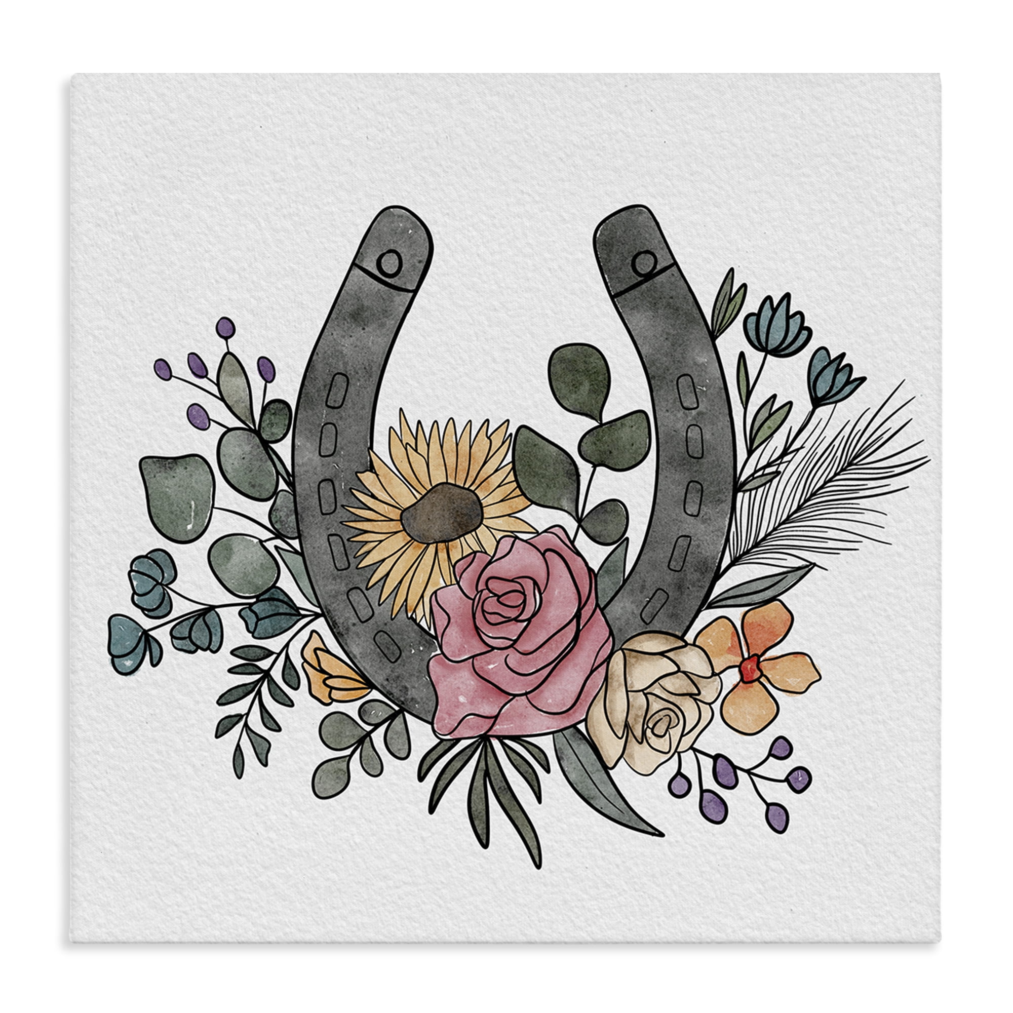 Stupell Industries Boho Floral Horseshoe Canvas Wall Art, design by Alisha Kiara Design
