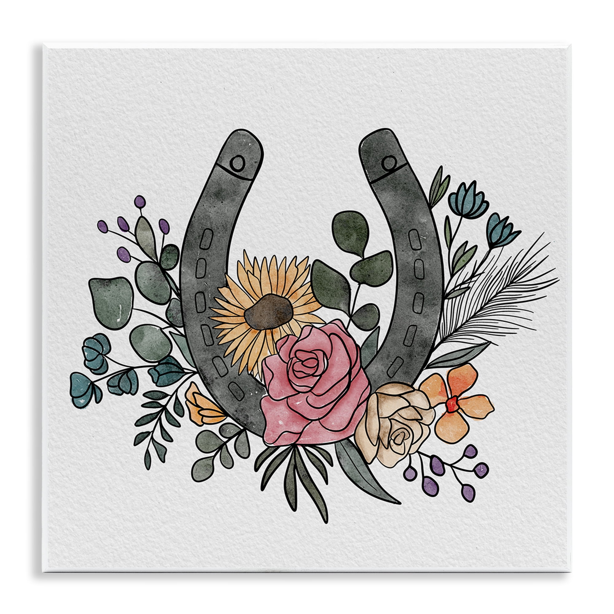 Stupell Industries Boho Floral Horseshoe Wall Plaque Art, design by Alisha Kiara Design