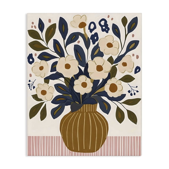 Stupell Industries Eclectic Boho Floral Vase with Stripes Canvas Art, 16 x 20, by Creative Studio