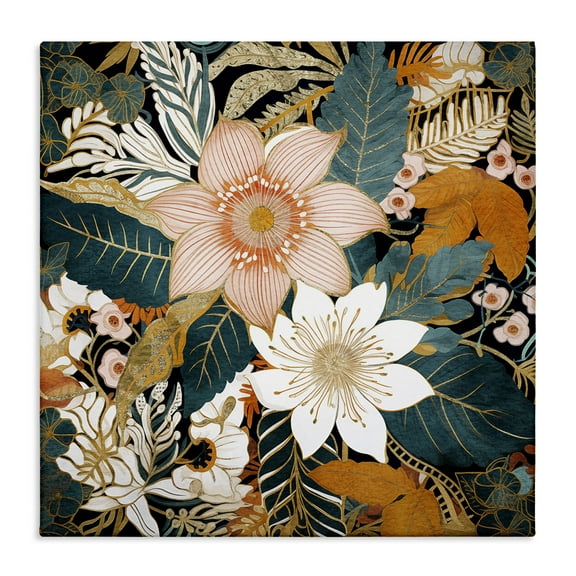 Stupell Industries Boho Flower Pattern Botanical & Floral Painting Gallery Wrapped Canvas Art Print Wall Art, 17 x 17