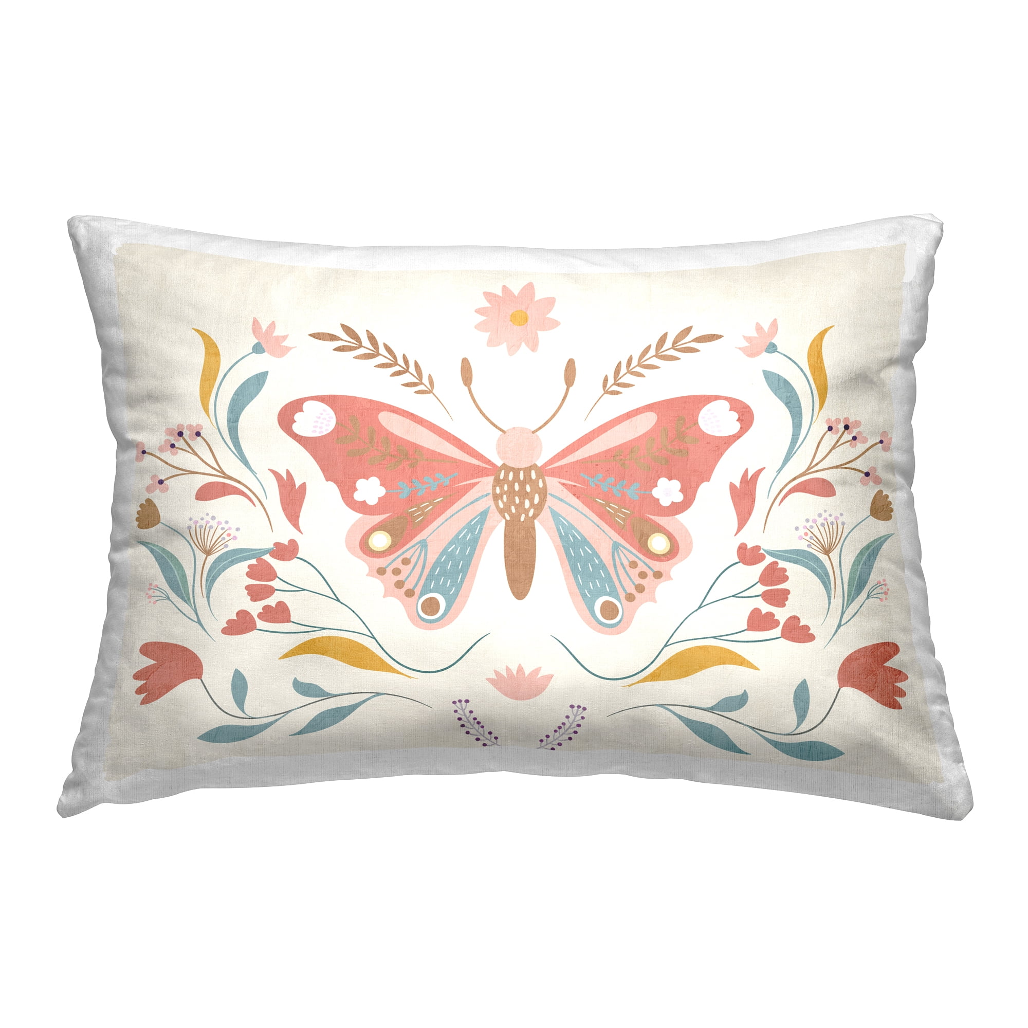 Stupell Industries Boho Folk Butterfly Decorative Printed Throw Pillow Design by Kim Allen.