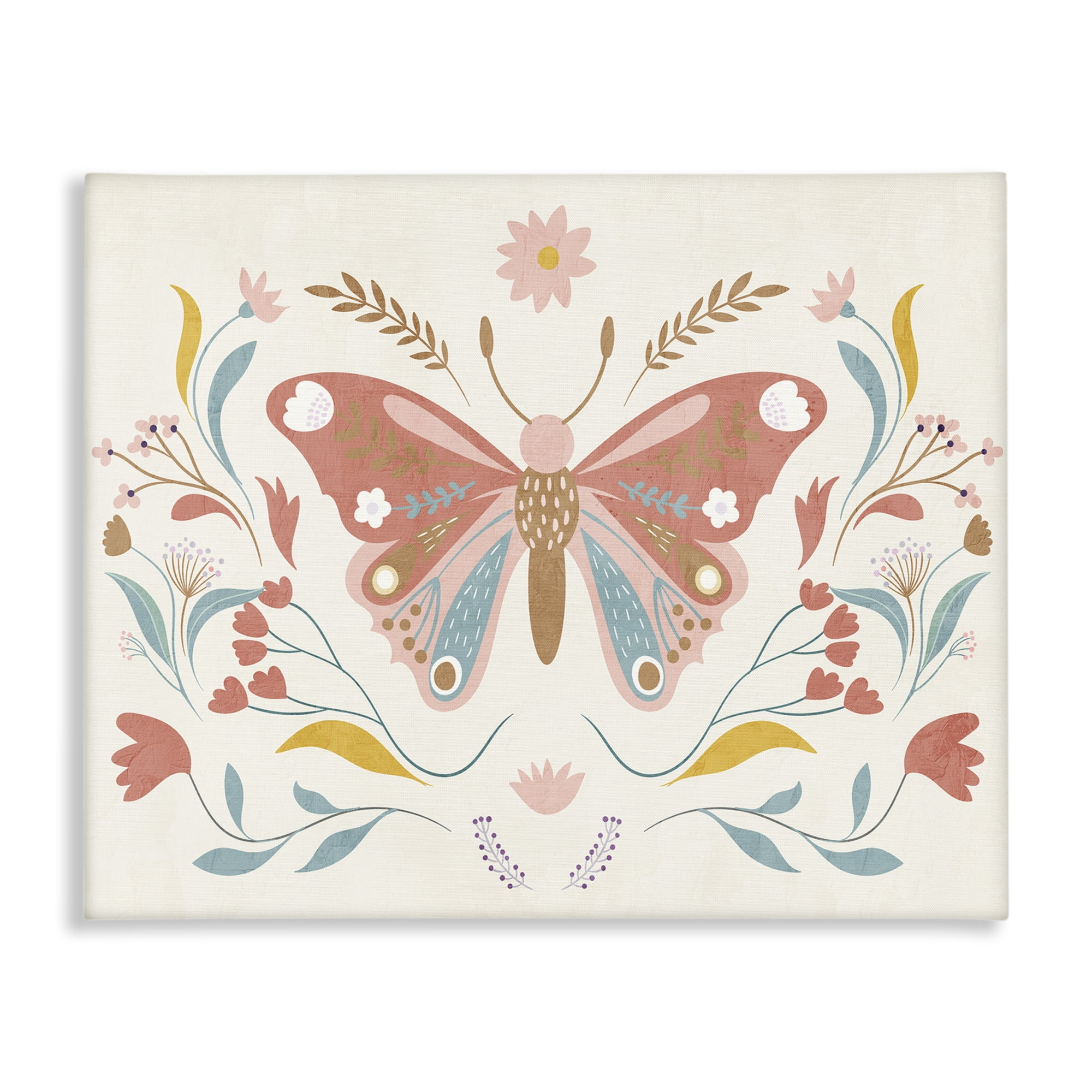 Stupell Industries Boho Folk Butterfly Insects Painting Wrapped Canvas Art Print Wall Art, 30 x 24
