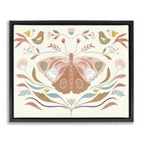 Stupell Industries Boho Folk Moth Insects Painting Black Floater Framed Canvas Art Print Wall Art, 21 x 17