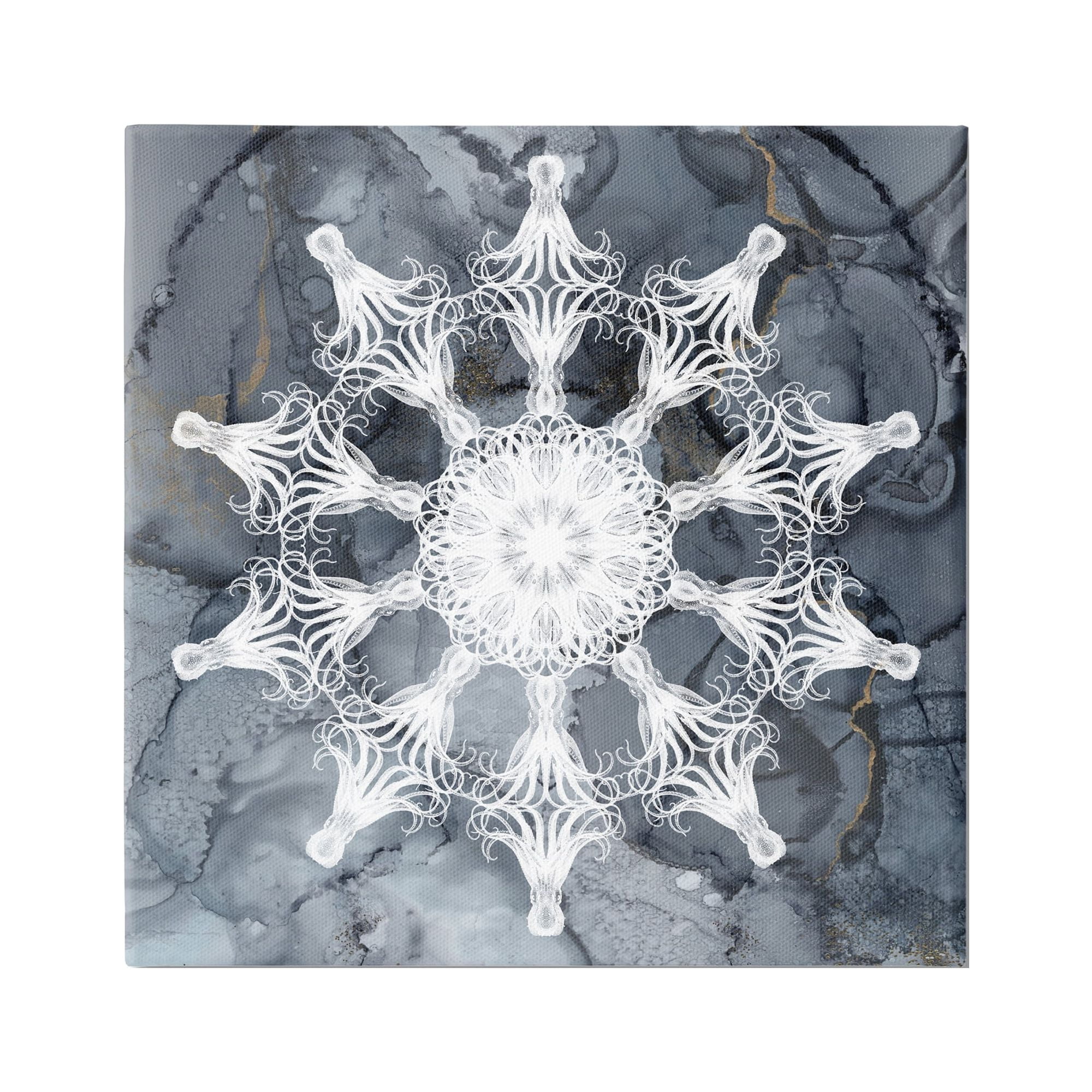 Stupell Industries Boho Fractal Medallion Abstract Painting Gallery Wrapped Canvas Art Print Wall Art, 17 x 17