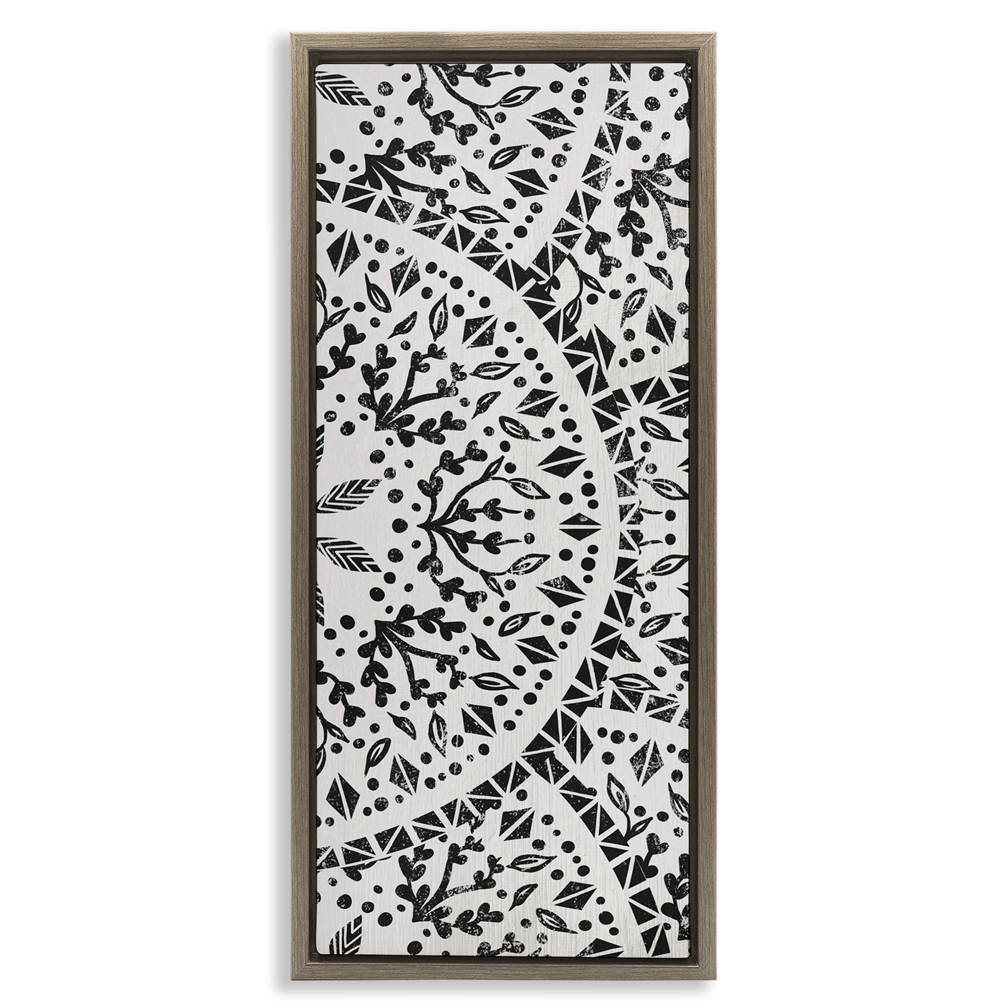 Stupell Industries Boho Fractal Pattern Study Abstract Painting Brown Floater Framed Canvas Art Print Wall Art, 15 x 31