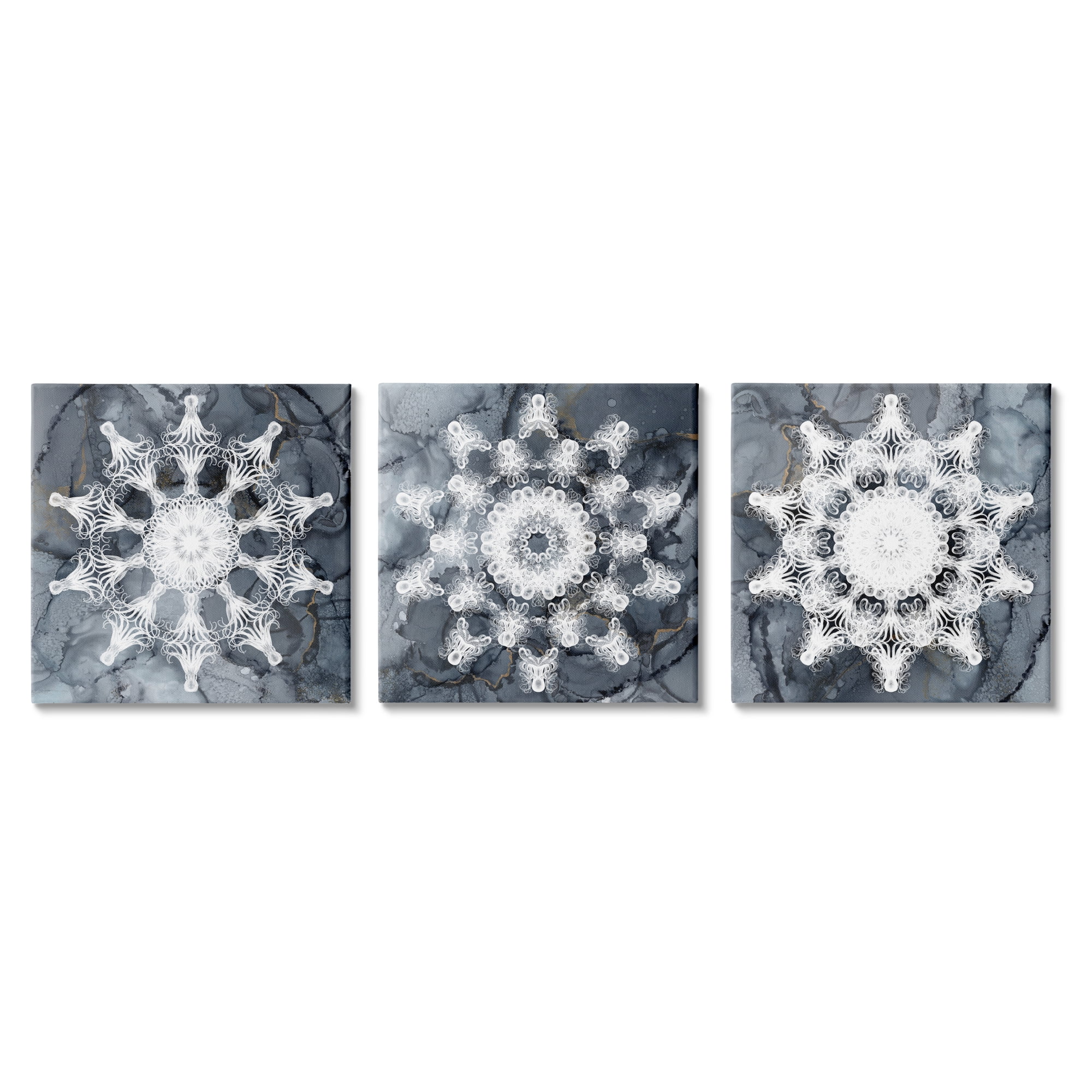 Stupell Industries Boho Fractal Patterns Abstract Painting Gallery Wrapped Canvas Art Print Wall Art, 17 x 17, Set of 3