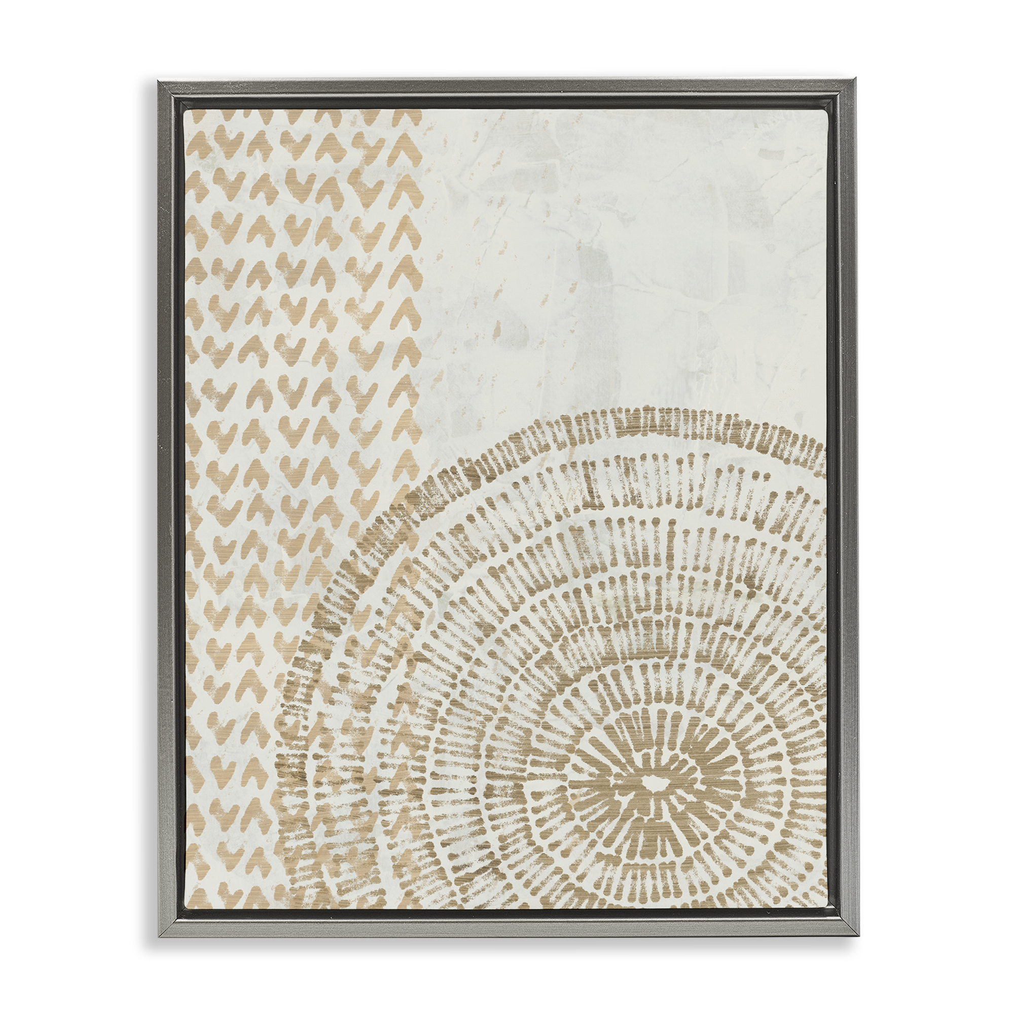 Stupell Industries Boho Fractal Patterns Abstract Painting Gray Floater Framed Canvas Art Print Wall Art, 25 x 31
