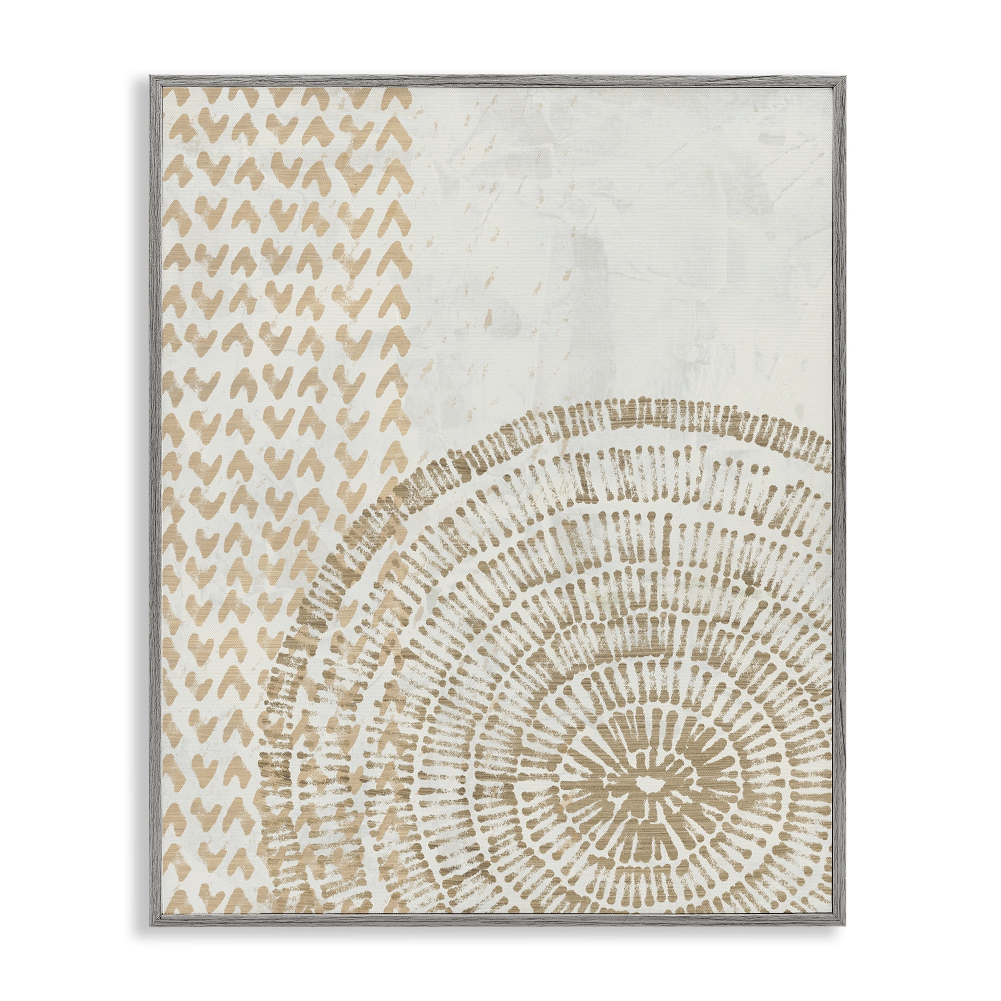 Stupell Industries Boho Fractal Patterns Abstract Painting Gray Framed Art Print Wall Art, 16 x 20