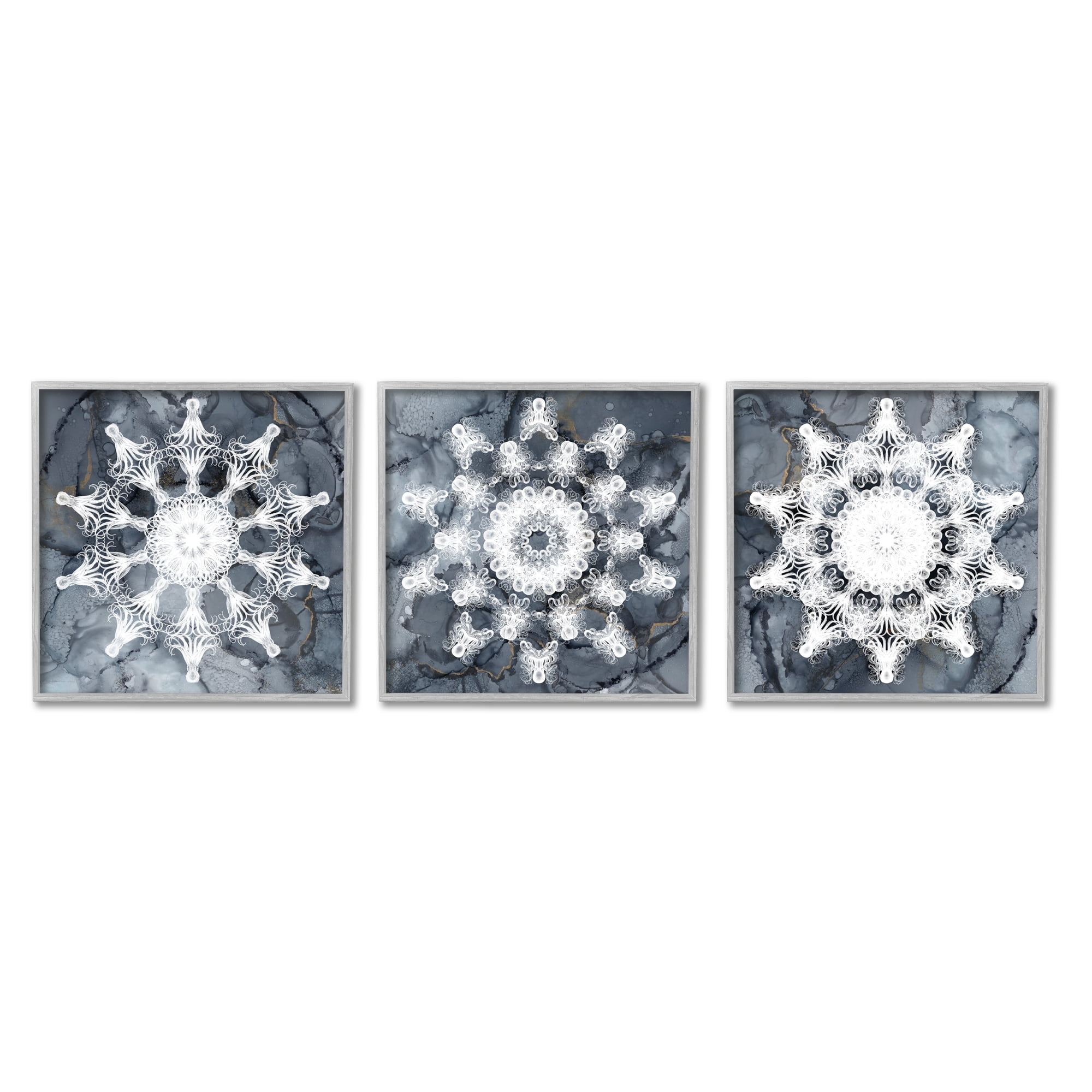 Stupell Industries Boho Fractal Patterns Abstract Painting Gray Framed Art Print Wall Art, 17 x 17