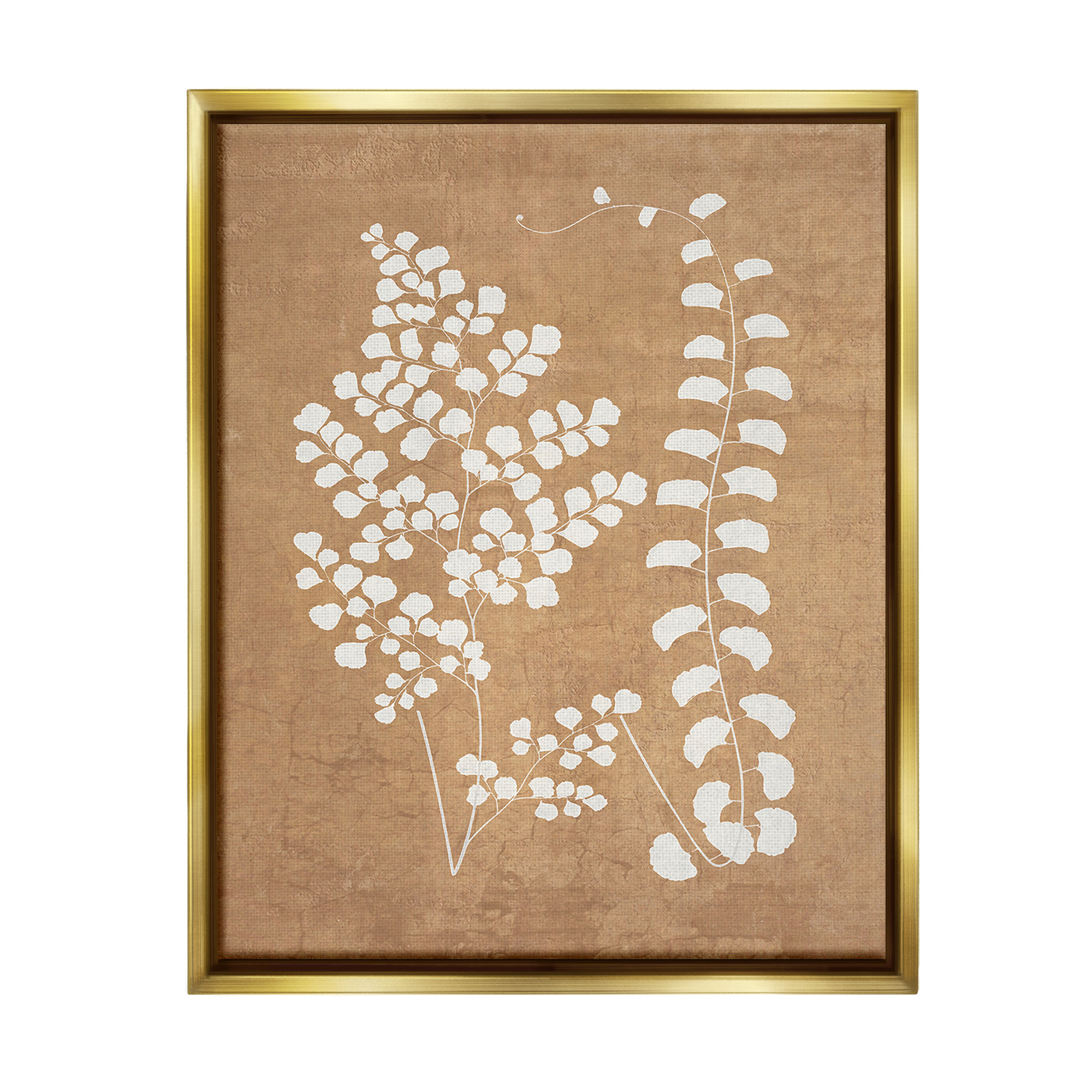 Stupell Industries Boho Garden Sprigs Botanical & Floral Painting Gold Floater Framed Canvas Art Print Wall Art, 25 x 31