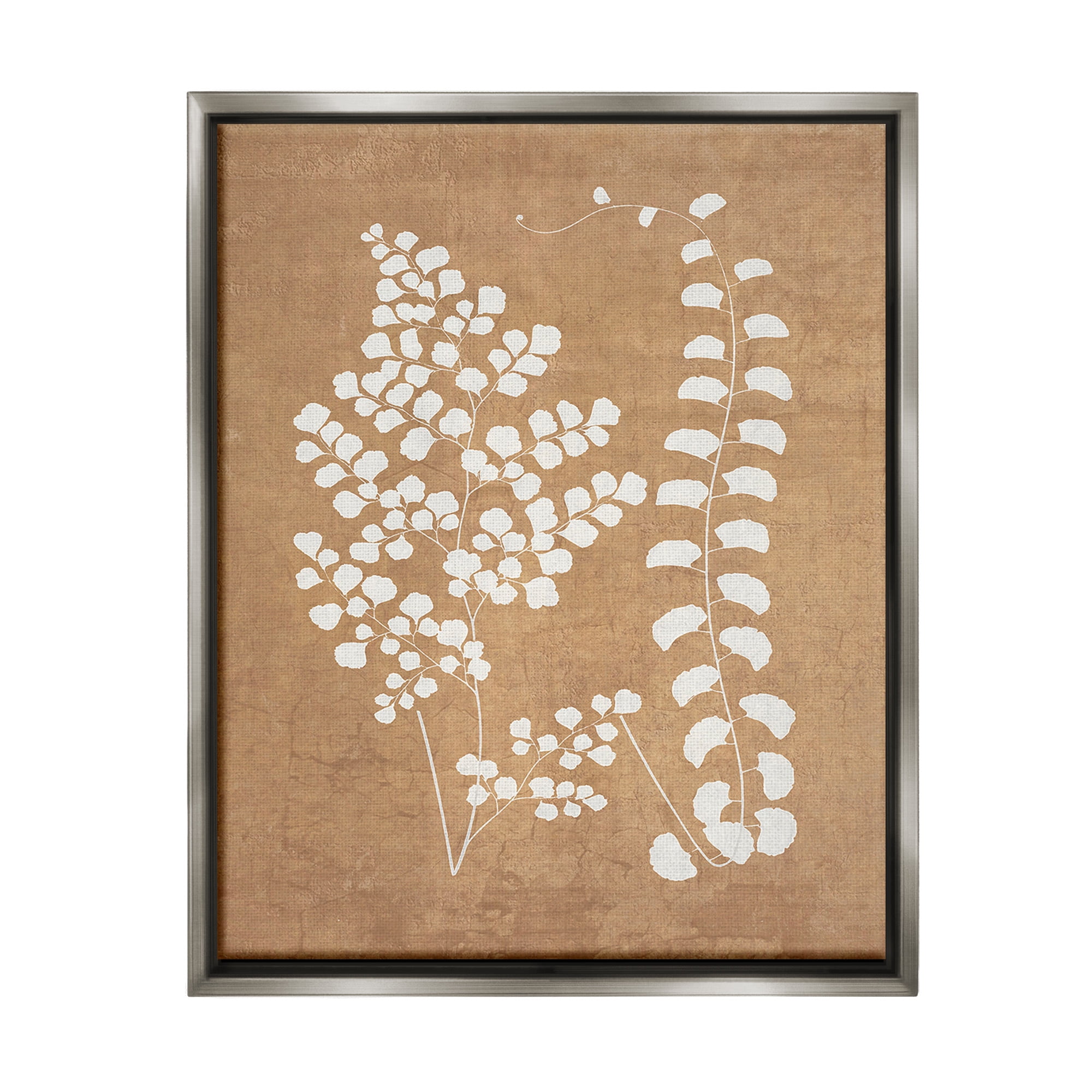 Stupell Industries Boho Garden Sprigs Botanical & Floral Painting Gray Floater Framed Canvas Art Print Wall Art, 25 x 31