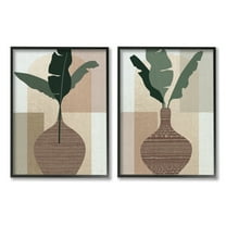 Stupell Industries Boho Geometric Plant Vases Botanical & Floral Painting Black Framed Art Print Wall Art, 11 x 14, Set of 2