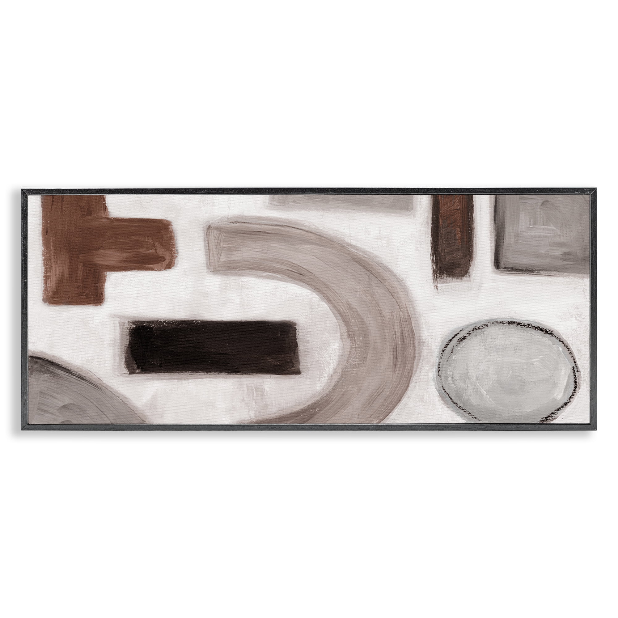 Stupell Industries Boho Geometric Shapes Abstract Painting Black Framed Art Print Wall Art, 24 x 10