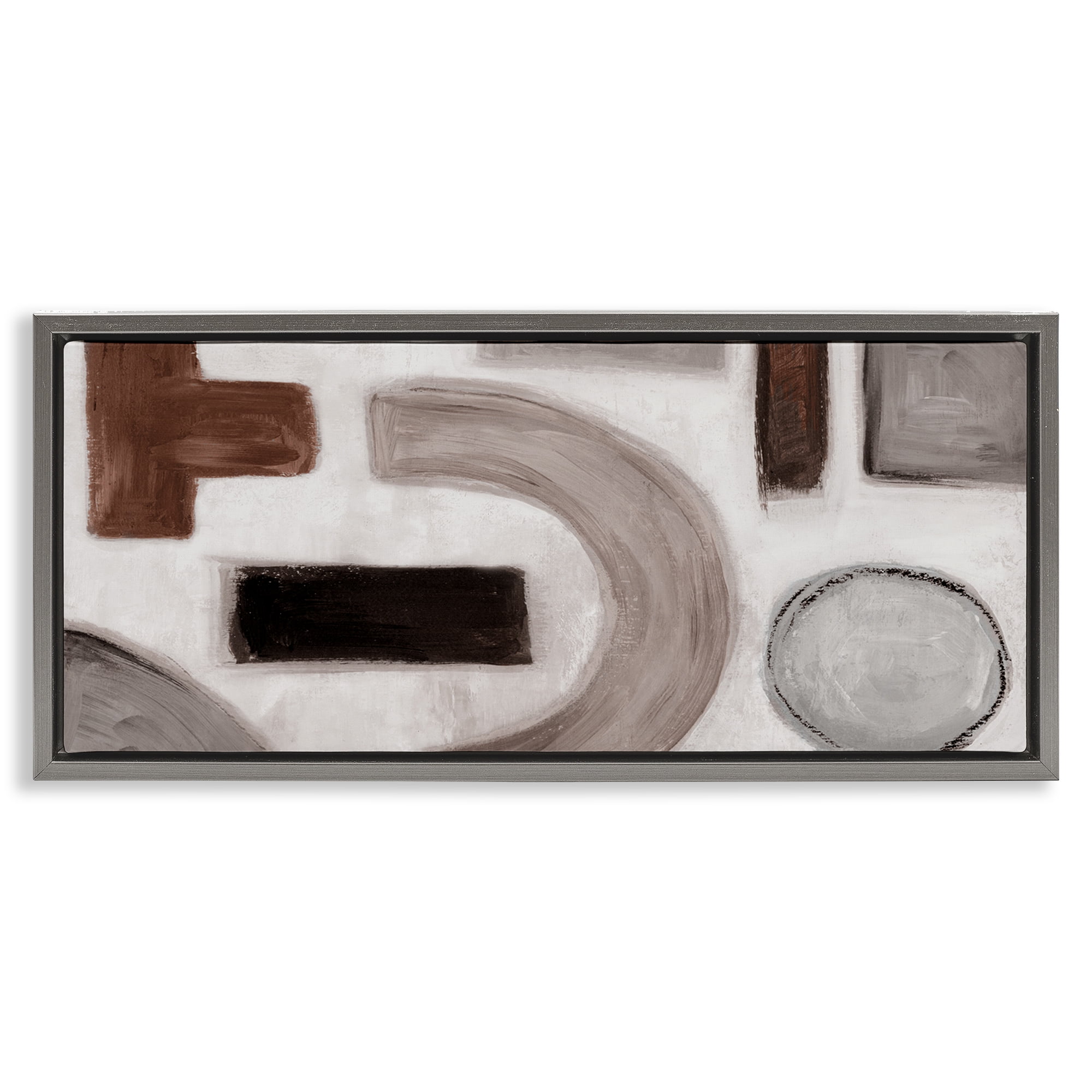 Stupell Industries Boho Geometric Shapes Abstract Painting Gray Floater Framed Canvas Art Print Wall Art, 25 x 11