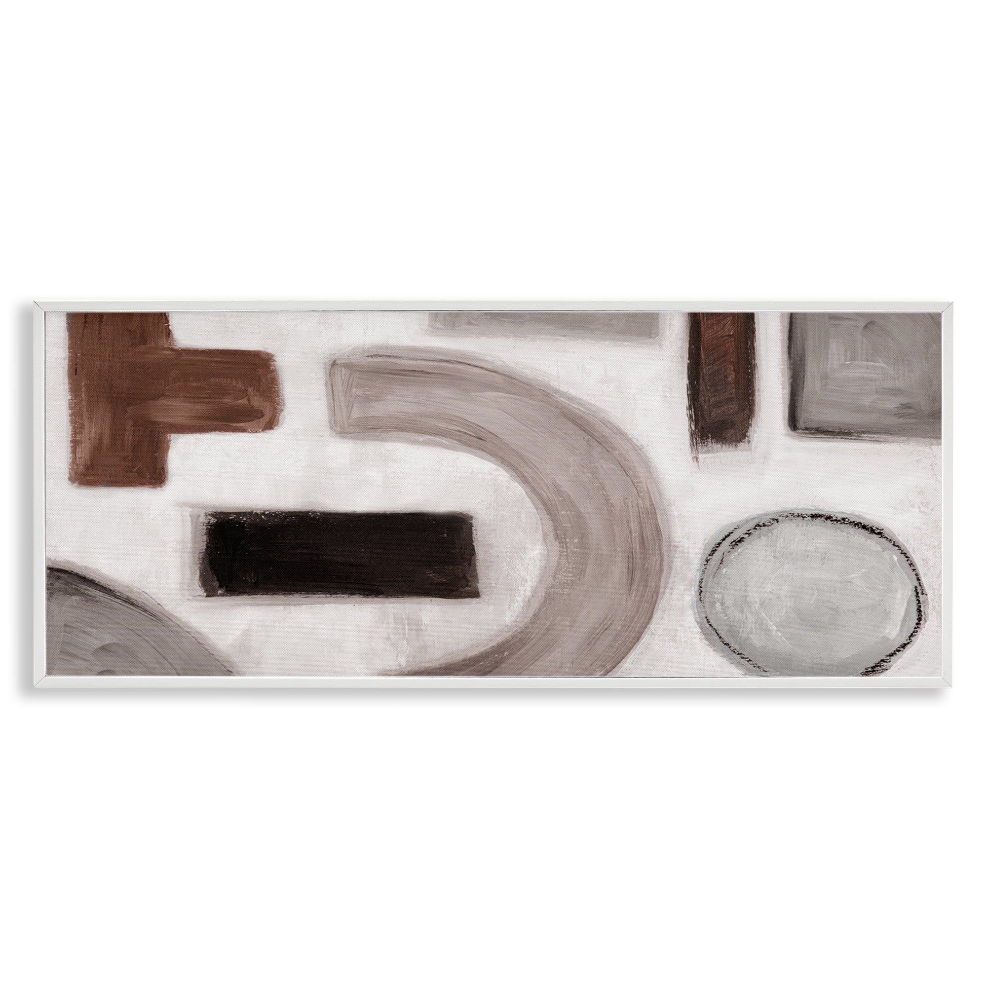 Stupell Industries Boho Geometric Shapes Abstract Painting White Framed Art Print Wall Art, 30 x 13