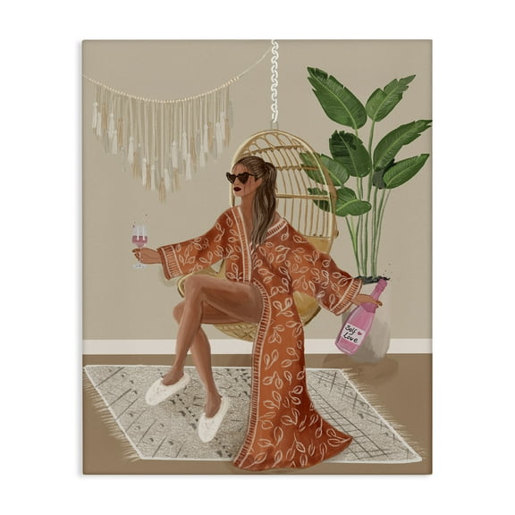 Stupell Industries Boho Glam Girl Novelty Painting Gallery Wrapped Canvas Art Print Wall Art, 16 x 20
