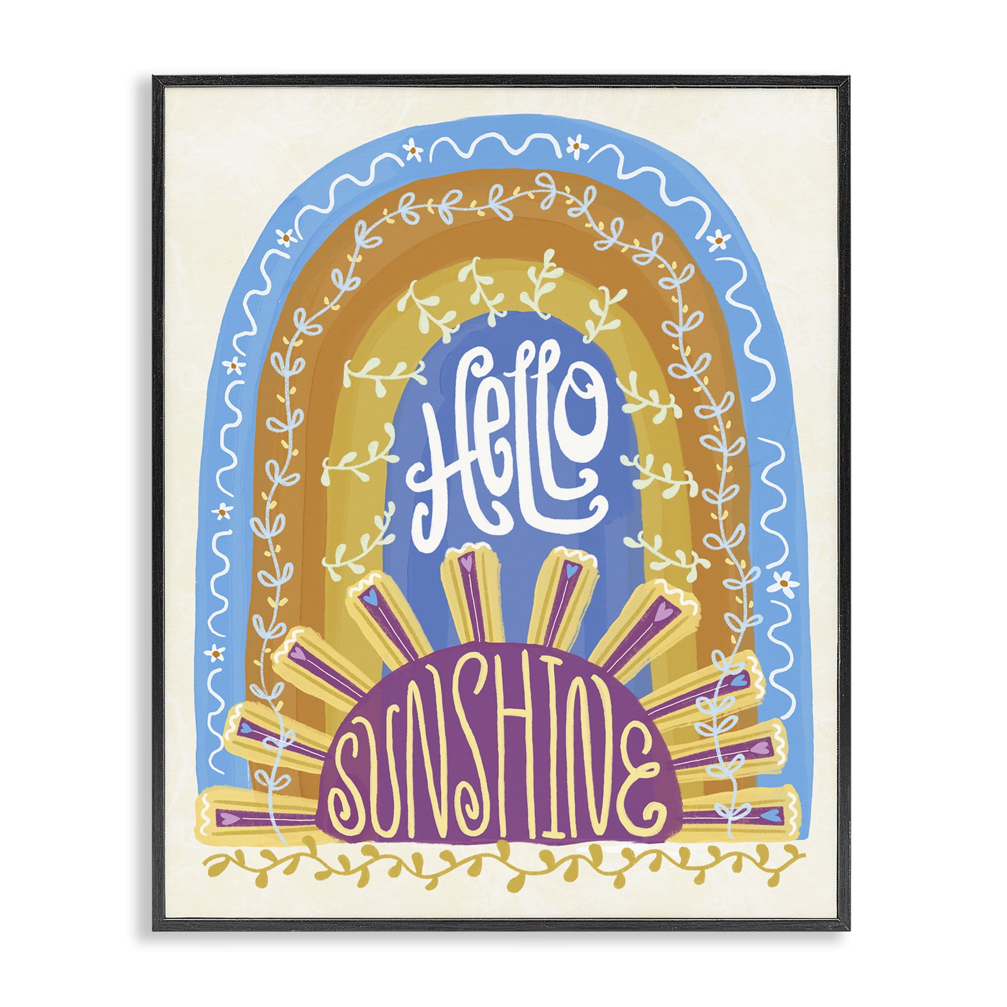 Stupell Industries Boho Hello Sunshine Black Framed Giclee Art, design by Connie Summers