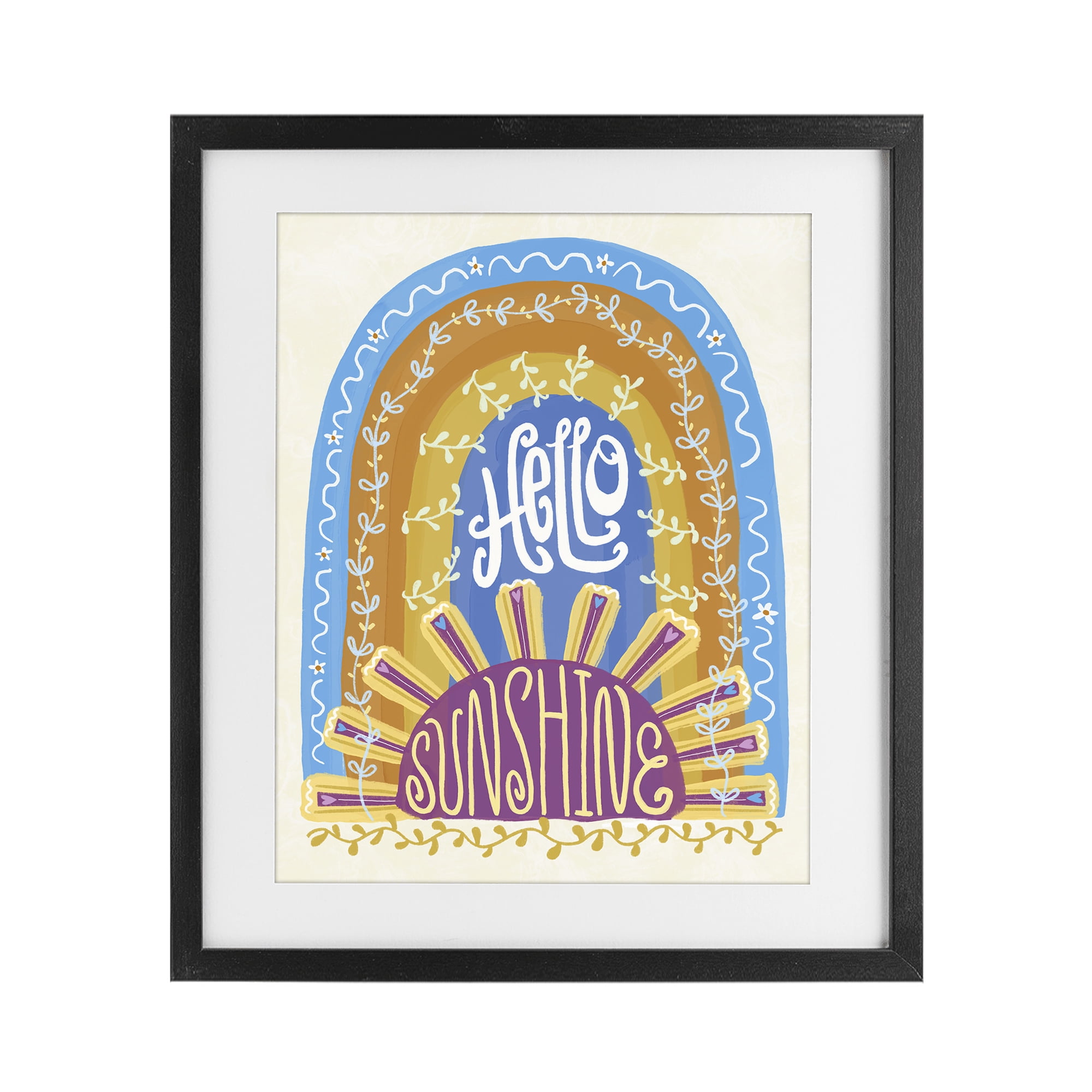 Stupell Industries Boho Hello Sunshine Black Framed Print Under Glass, design by Connie Summers