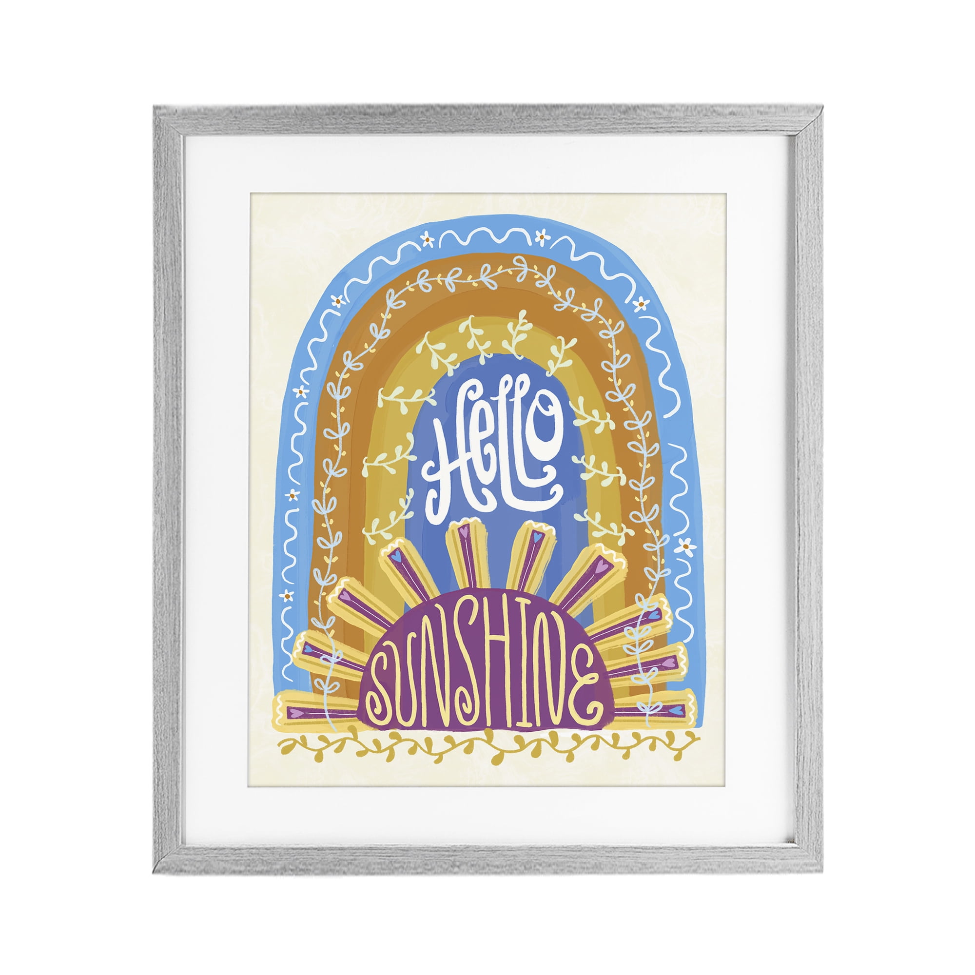 Stupell Industries Boho Hello Sunshine Gray Framed Print Under Glass, design by Connie Summers