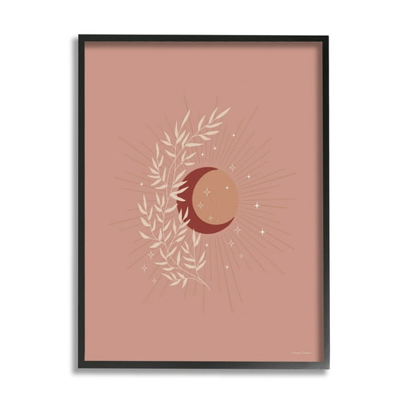 Stupell Industries Boho Herb Botanicals Astral Starry Sun & Moon Graphic Art Black Framed Art Print Wall Art, Design by Rachel Nieman
