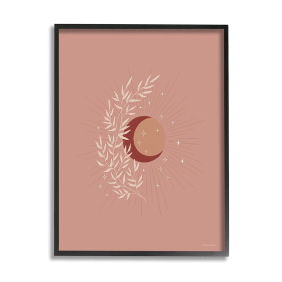 Stupell Industries Boho Herb Botanicals Astral Starry Sun & Moon Graphic Art Black Framed Art Print Wall Art, Design by Rachel Nieman
