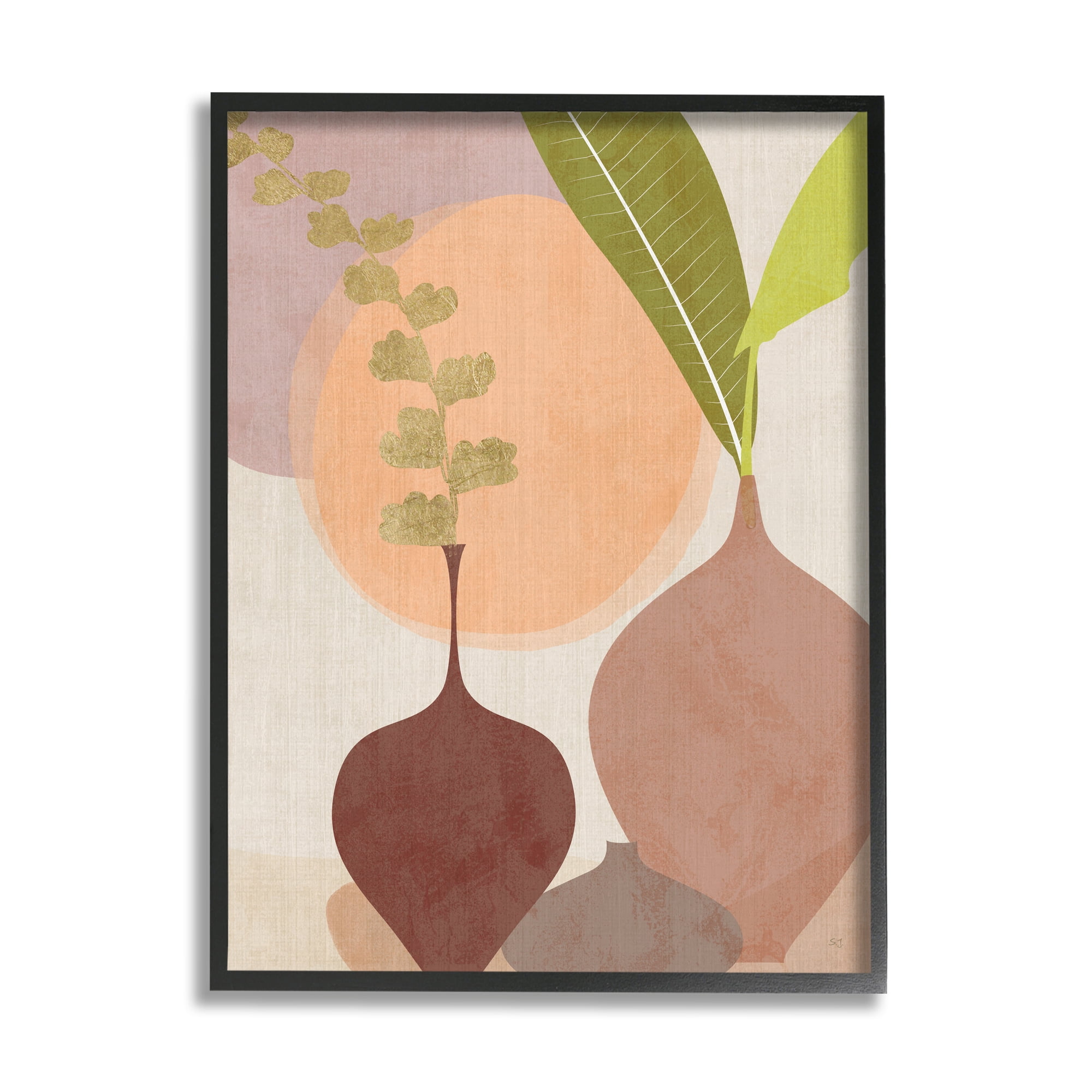 Boho Botanical Canvas Print in Black Frame, 11 x 14