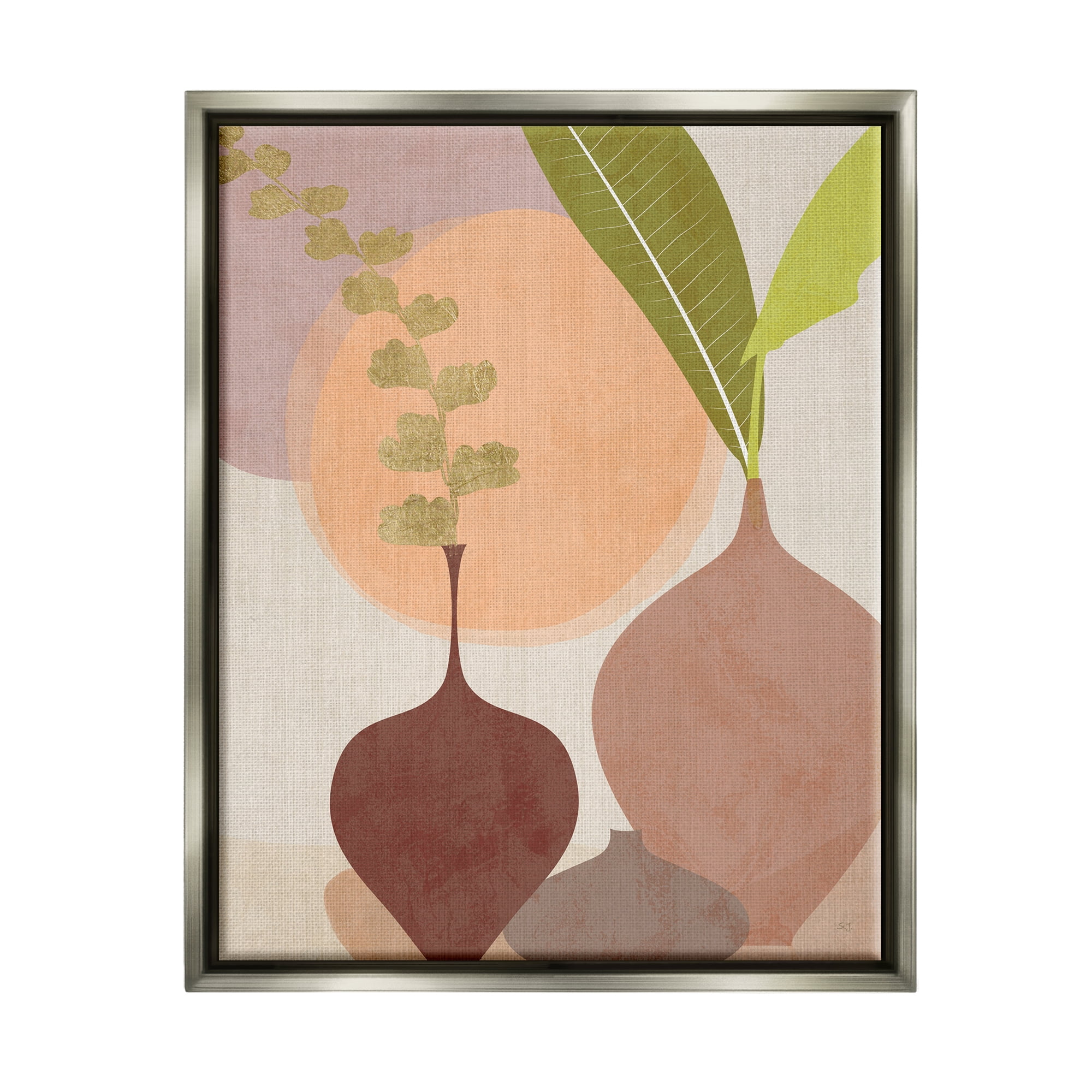 Stupell Industries Boho House Plants Botanical & Floral Painting Gray Floater Framed Canvas Art Print Wall Art, 25 x 31