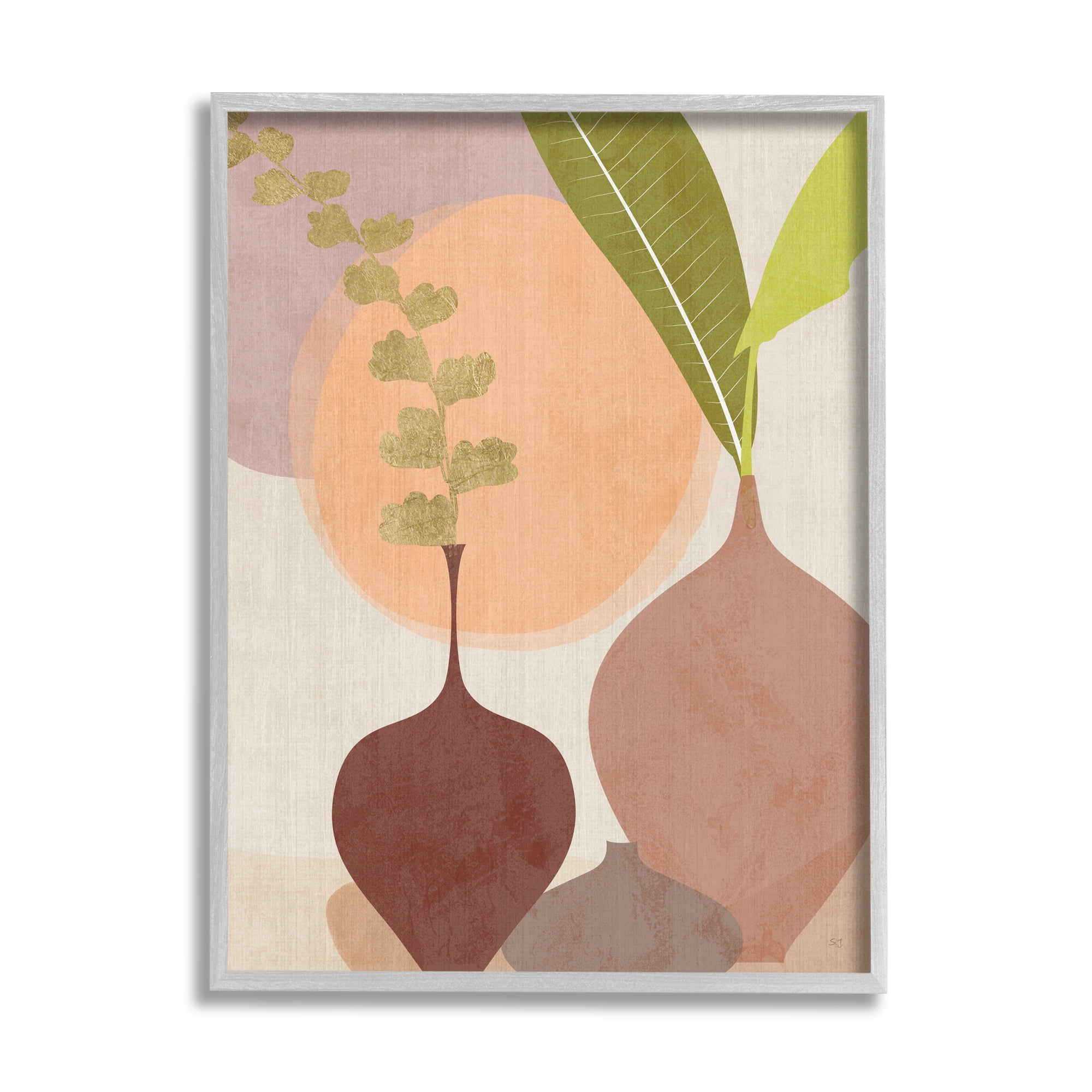 Stupell Industries Boho House Plants Botanical & Floral Painting Gray Framed Art Print Wall Art, 24 x 30