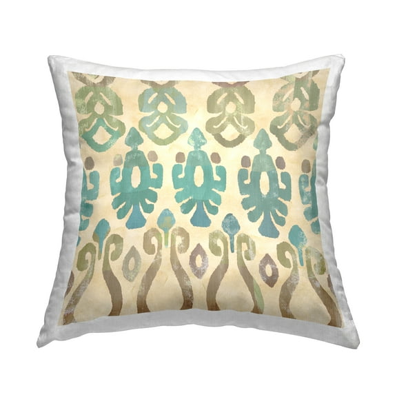 Stupell Industries Boho Ikat Pattern Teal Accent Printed Throw Pillow Design by Flora Kouta