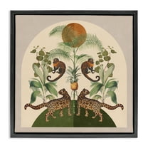 Stupell Industries Boho Jungle Animals Landscape Painting Black Floater Framed Canvas Art Print Wall Art, 18 x 18