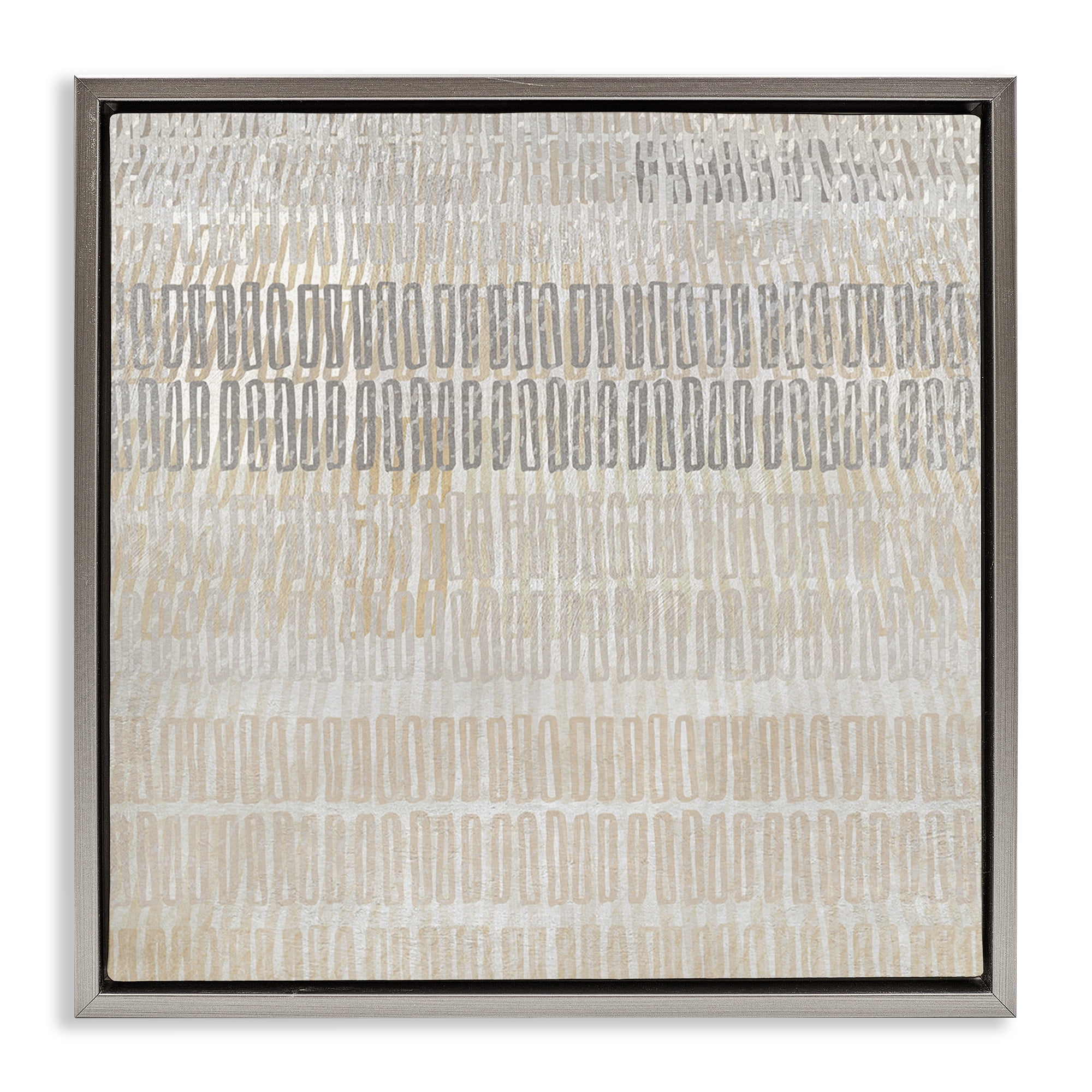 Stupell Industries Boho Layered Shapes Pattern Abstract Painting Gray Floater Framed Canvas Art Print Wall Art, 25 x 25