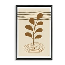 Stupell Industries Boho Leaf Sprig Botanical & Floral Painting Black Floater Framed Canvas Art Print Wall Art, 17 x 25