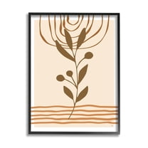 Stupell Industries Boho Leaf Sprig Botanical & Floral Painting Black Framed Art Print Wall Art, 11 x 14