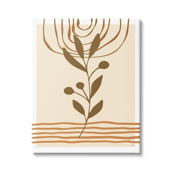 Stupell Industries Boho Leaf Sprig Botanical & Floral Painting Gallery Wrapped Canvas Art Print Wall Art, 16 x 20