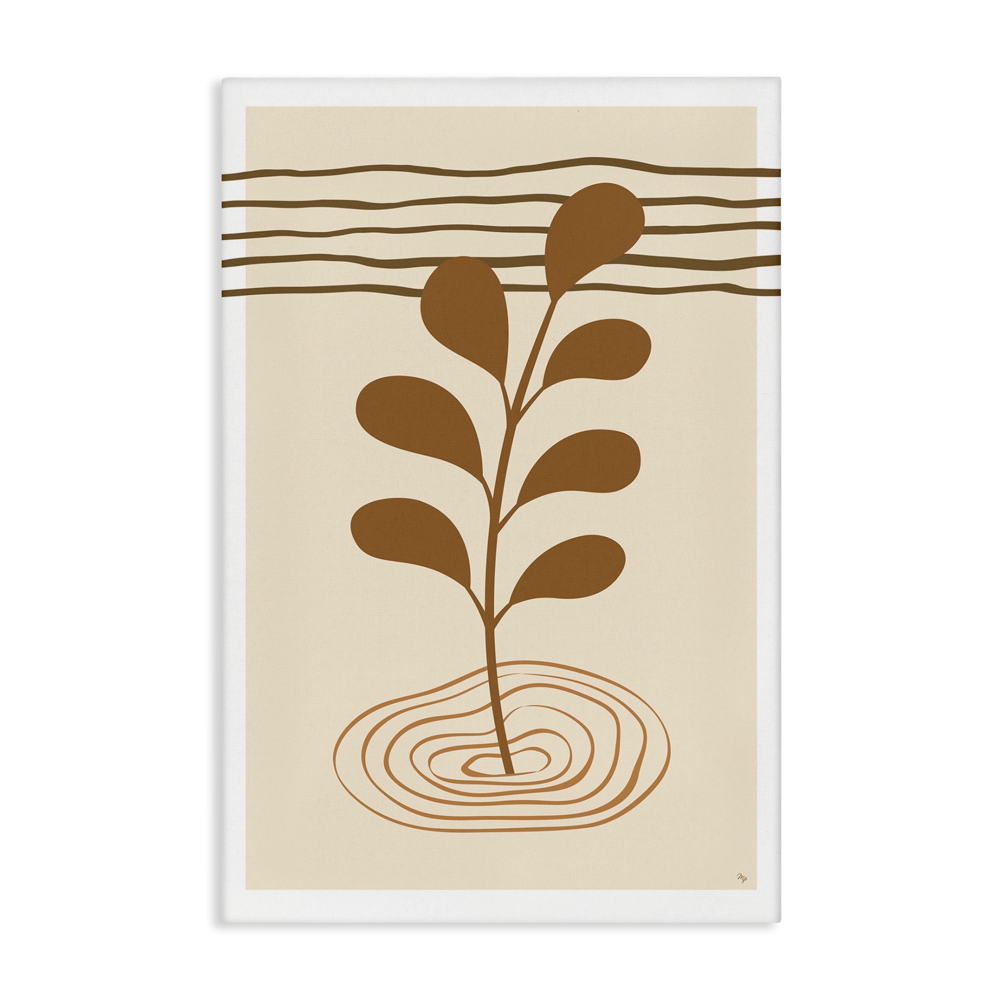 Stupell Industries Boho Leaf Sprig Botanical & Floral Painting Gallery Wrapped Canvas Art Print Wall Art, 24 x 36