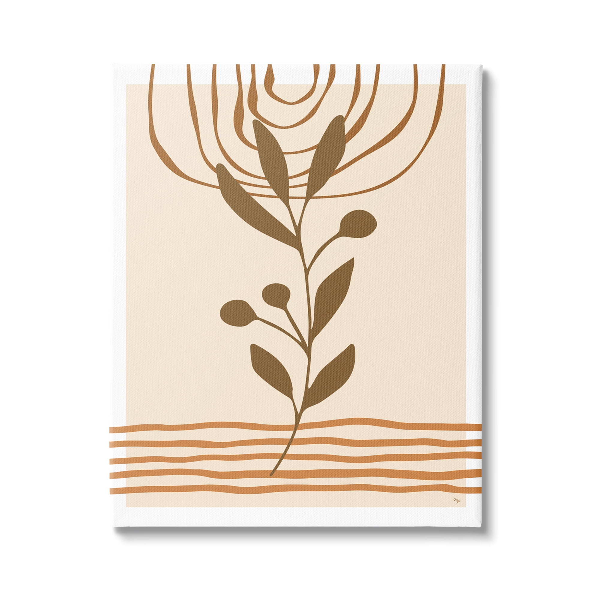 Stupell Industries Boho Leaf Sprig Botanical & Floral Painting Gallery Wrapped Canvas Art Print Wall Art, 36 x 48