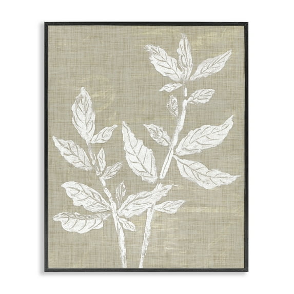 Stupell Industries Boho Leaves on Natural Pattern Floral Painting Black Framed Art Print Wall Art, 24 x 30