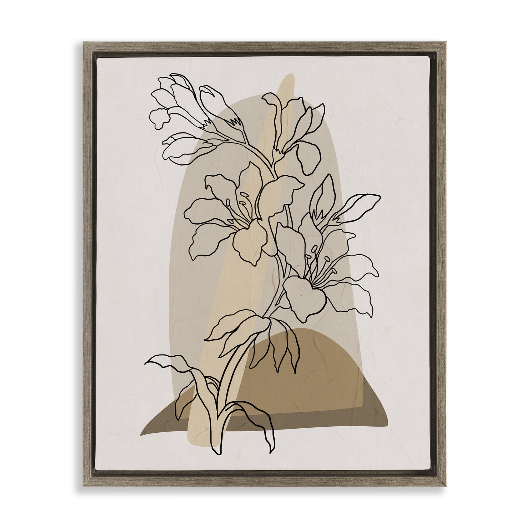 Stupell Industries Boho Lily Impression Botanical & Floral Painting Brown Floater Framed Art Print Wall Art, 17 x 21