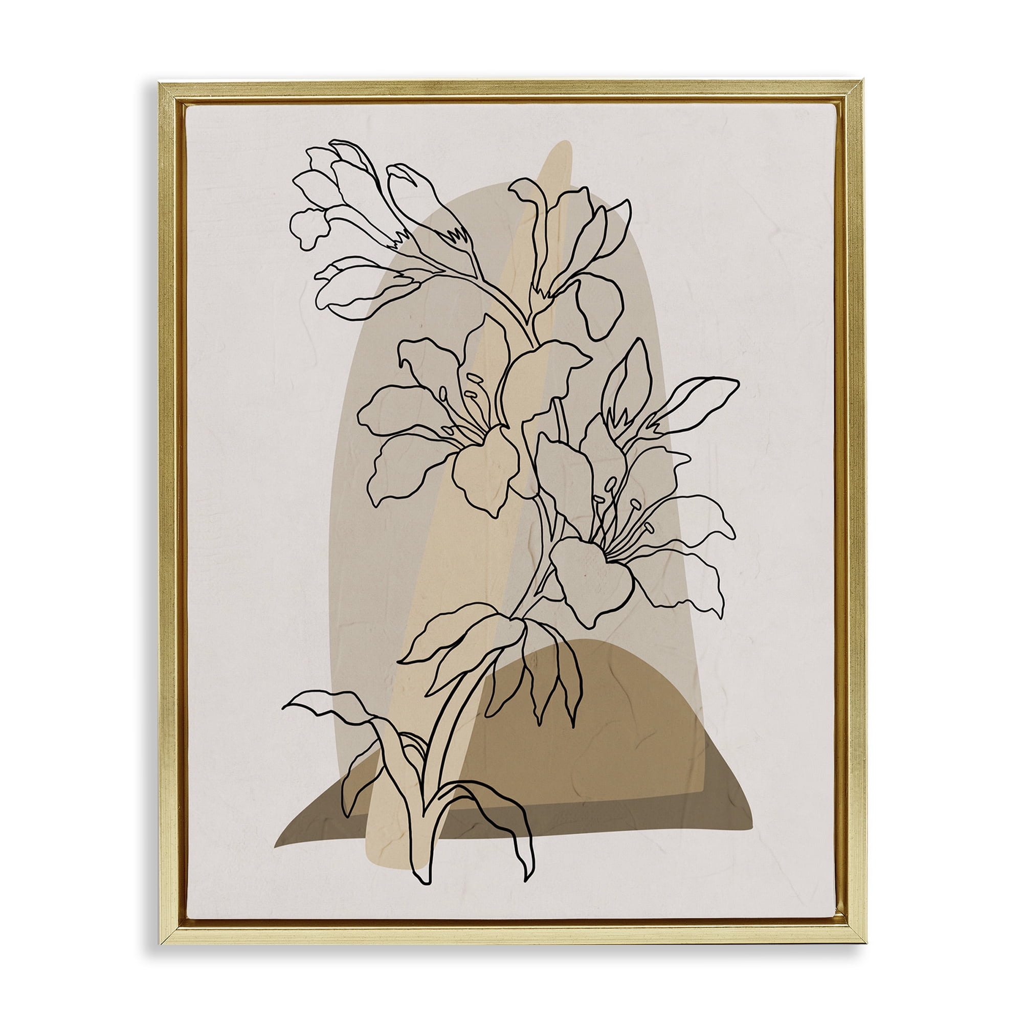 Stupell Industries Boho Lily Impression Botanical & Floral Painting Gold Floater Framed Art Print Wall Art, 17 x 21